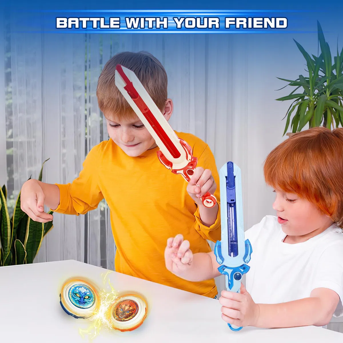INFINITY NADO Toupies Battle Arena Set, toupie Enfants 2PCS, toupie Jouets avec Mini Lanceur d'épée, battling Tops pour Enfants garçons et Filles 5 6 7 8 9 10 11 12 Ans et Plus