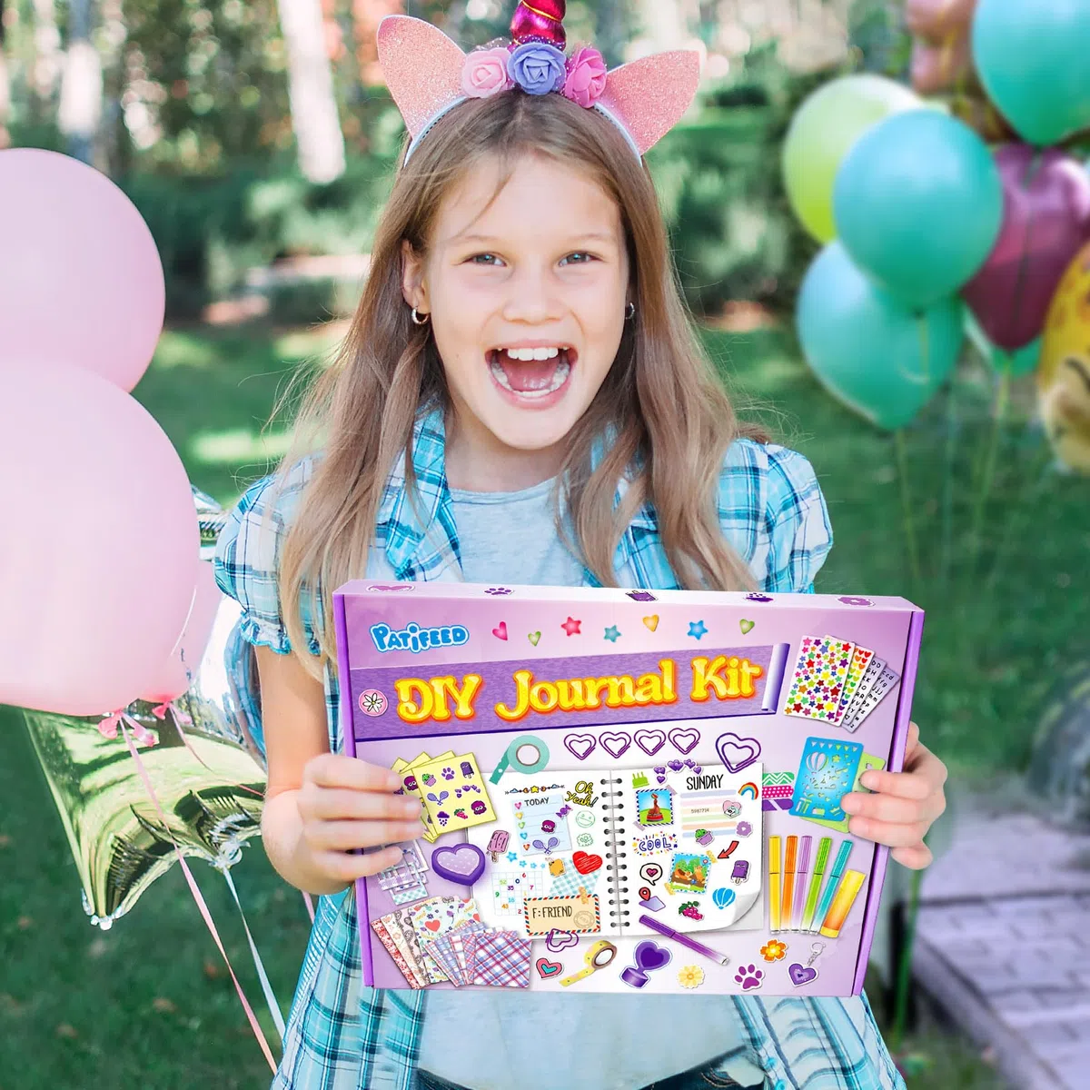 PATIFEED Kit Journal pour Filles, Scrapbooking Set pour Enfants, Cadeau D'anniversaire de Noël pour 8 9 10 11 12 13 14 Ans