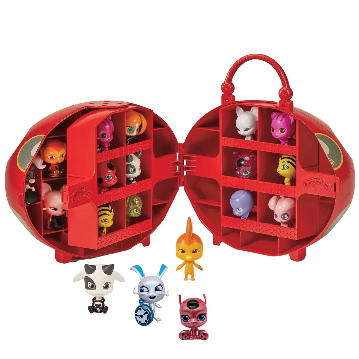 BANDAI - Miraculous Ladybug - Miracle Box avec 4 kwamis Inclus - Coffret Mini-Figurines Miraculous Kwamis - Licence Officielle - Boîte de Rangement avec Poignée - Jouet Enfant 4 Ans et + - P50591