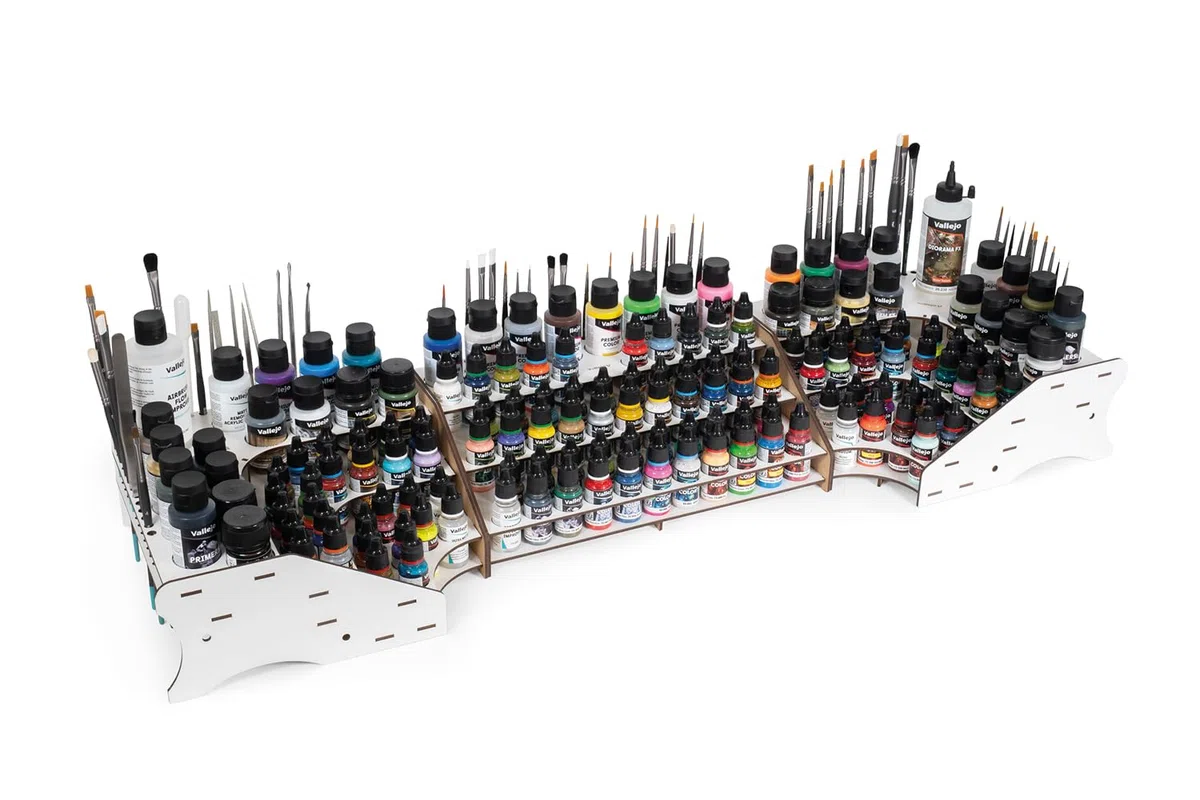 Vallejo Peinture Support Organisateur de Bouteilles et Pinceaux pour Modélisme - Exposant pour 52 Bouteilles de 18 ml et 8 Bouteilles de 35 ml ou 60 ml.