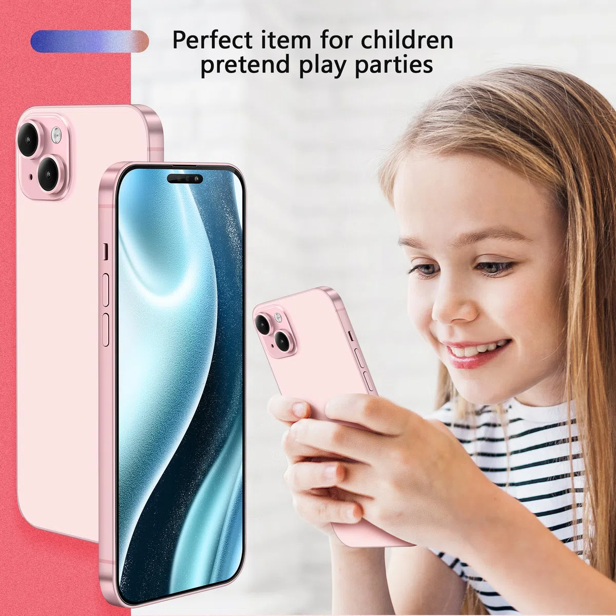 FufoneUS Affichage Faux Jouets téléphone Portable modèle métallique réplique Non Fonctionnement 1:1 téléphone pour 15 Pro Noir Écran Noir