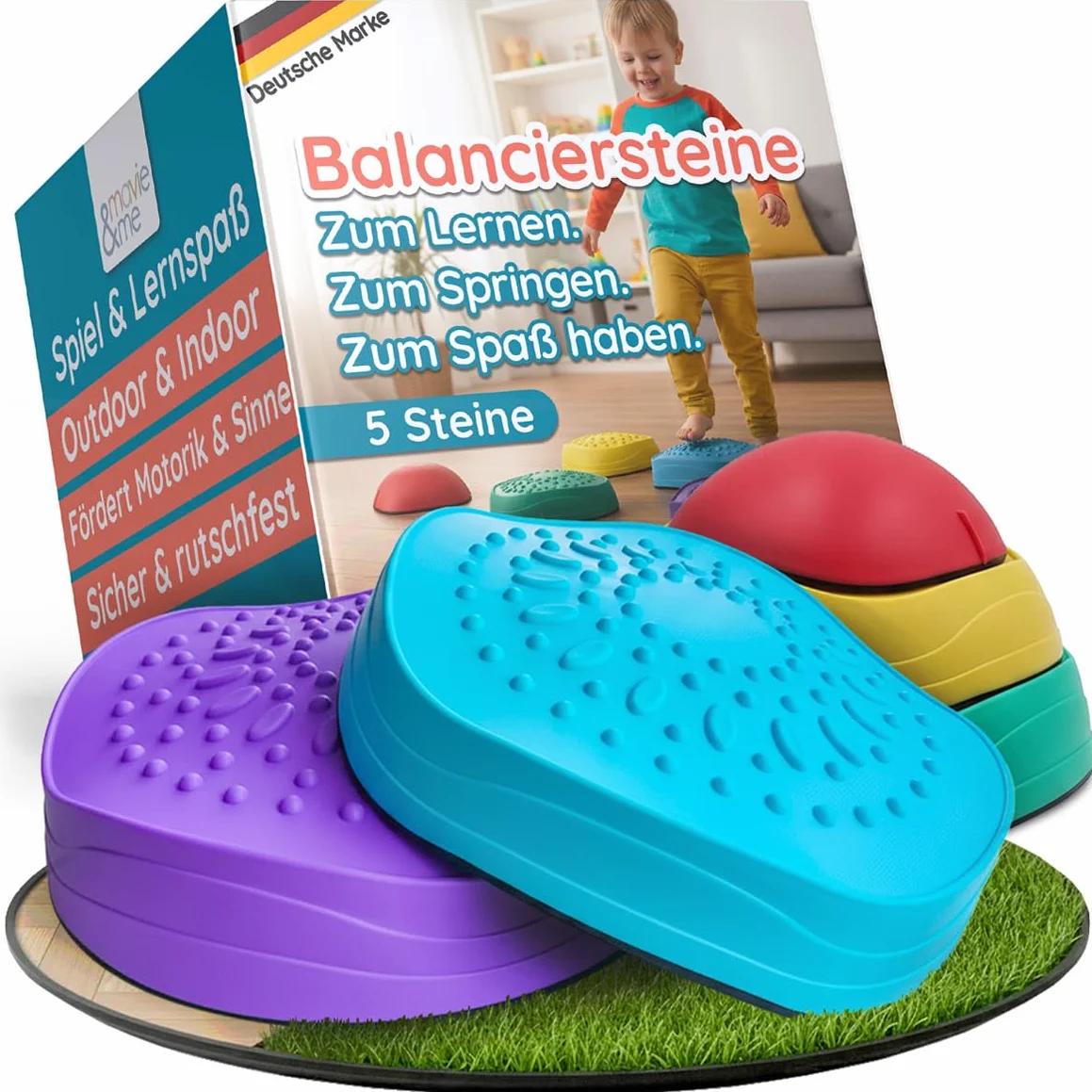 Pierres d'équilibre pour enfants - Pierres d'équilibre et pierres empilables - Pierres de rivière pour l'équilibre, la motricité - Pour l'intérieur et l'extérieur - Mouvement et équilibre