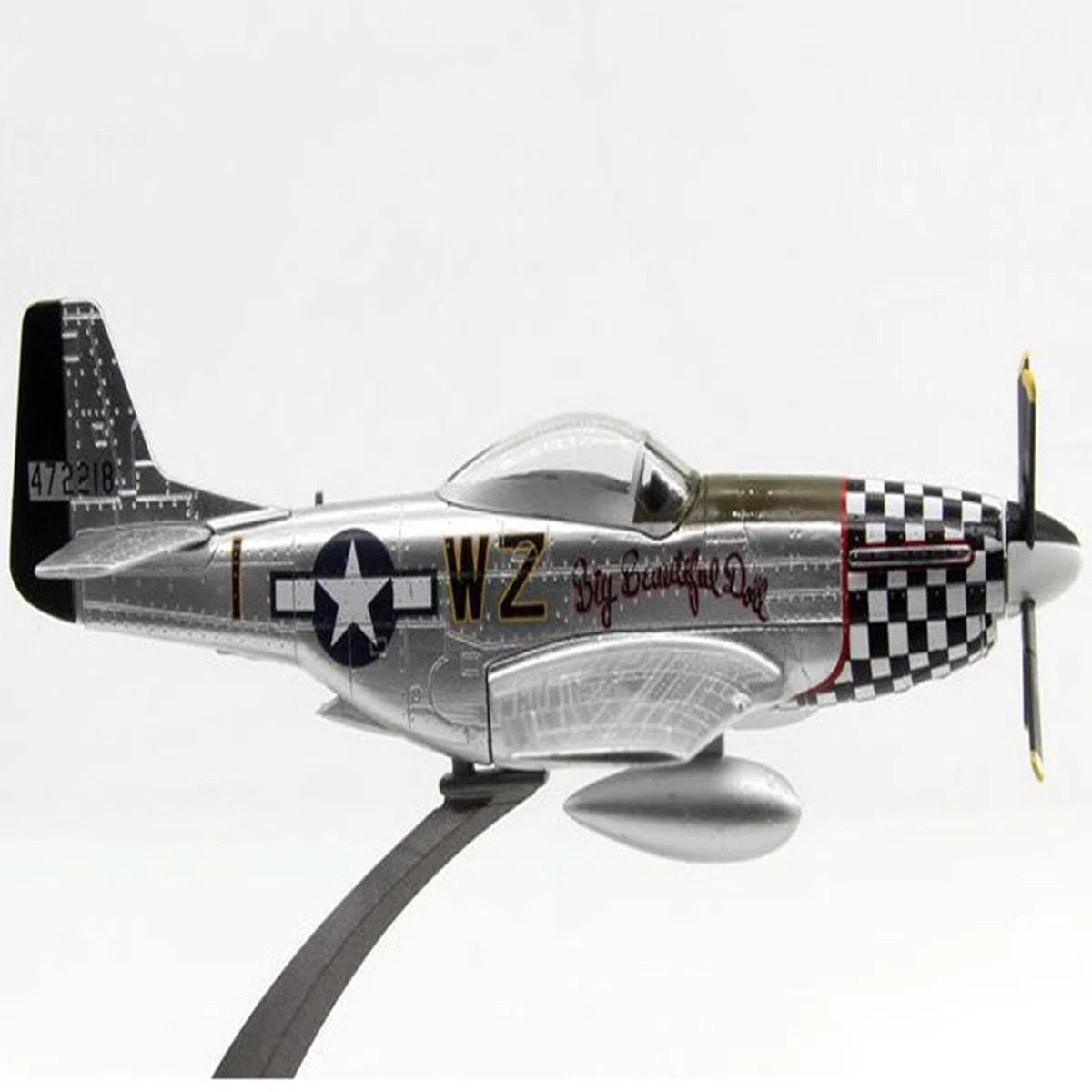 TECKEEN Modèle d'avion de chasse Mustang P-51 à l'échelle 1/72 en alliage moulé sous pression pour collection