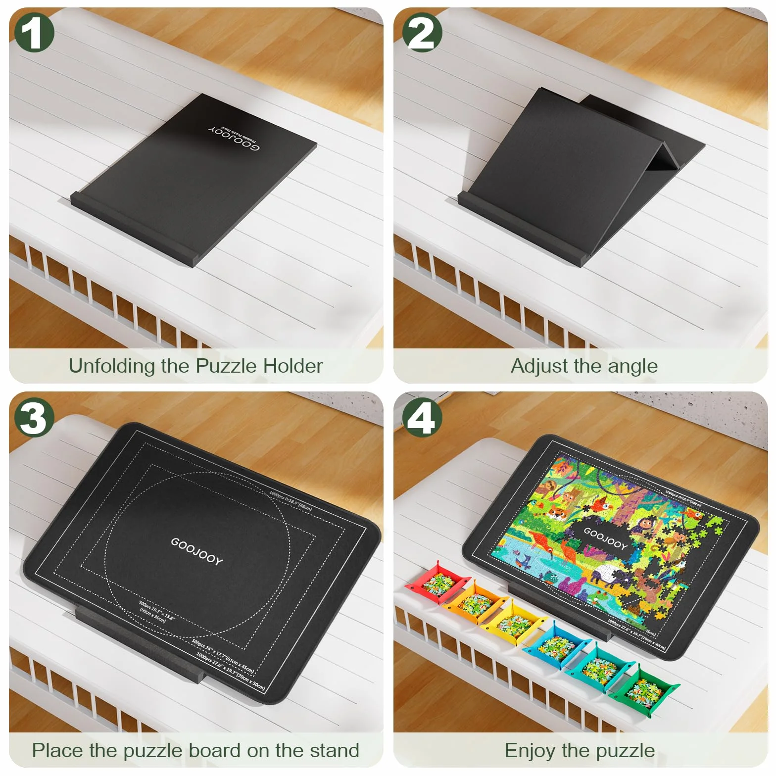 Plateau Puzzle avec Support Réglable et Couvercle Protecteur, Planche Puzzles Portable - Idéal pour Puzzles de 1000 Pièces, Table Puzzle en Feutre avec 6 Trieur