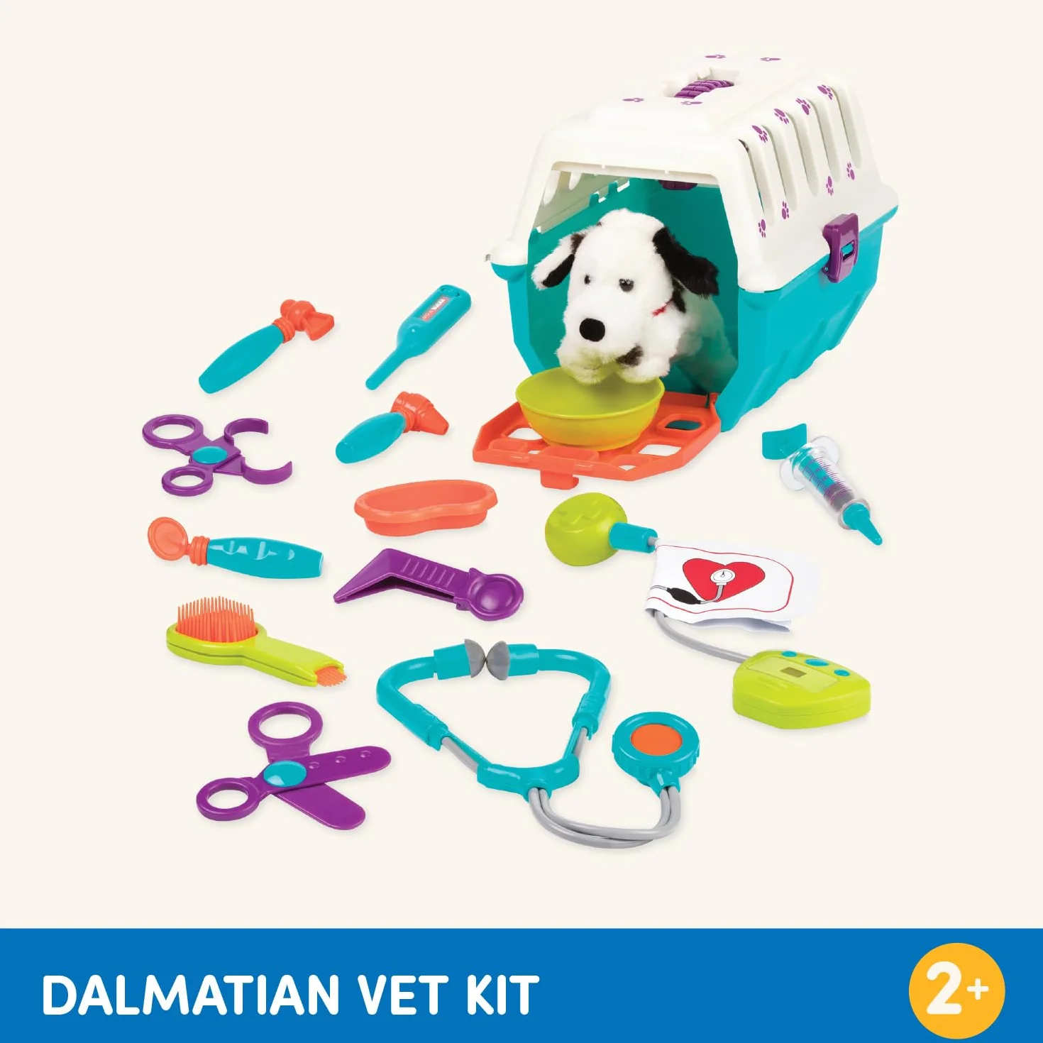 Battat - Kit vétérinaire pour dalmatiens - Jouet Vet pour Jouer à Faire Semblant - Jeu de Soins pour Chiens - Chiot en Peluche et Porte-bébé - Ensemble vétérinaire pour Enfants - 2 Ans et +