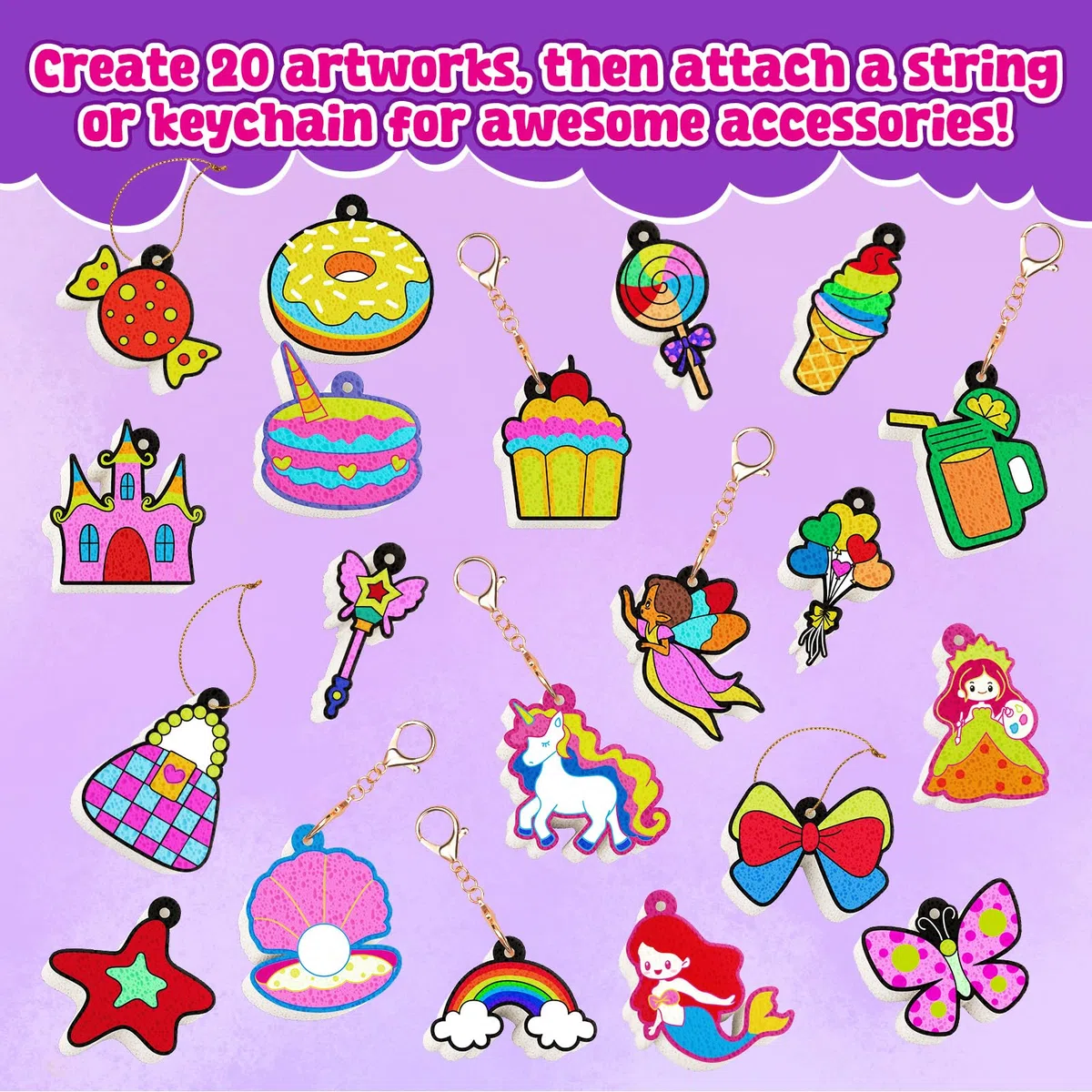 JoyCat Kit de Loisirs Créatifs, Kit de Peinture à Texture Magique Princesses & Licornes, Peinture et Bricolage Sans Salissures, Activité Manuelle Cadeau Fille Garçons 4 5 6 7 8 9 10 Ans