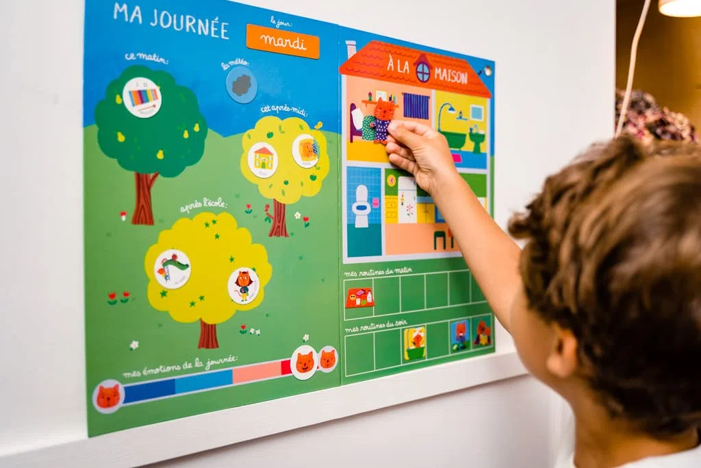 Nathan - Les Routines de Ma Journée - Calendrier pour Organiser Ses Journées - Grand Tableau Magnétique Educatif avec 87 Magnets - Pour Enfants à partir de 3 ans