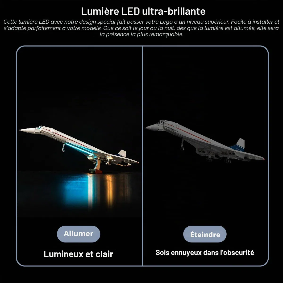 Kit d'éclairage LED compatible avec Lego 10318 Airbus Concorde (sans modèle), kit d'éclairage décoratif compatible avec Lego Concorde Creative Toy