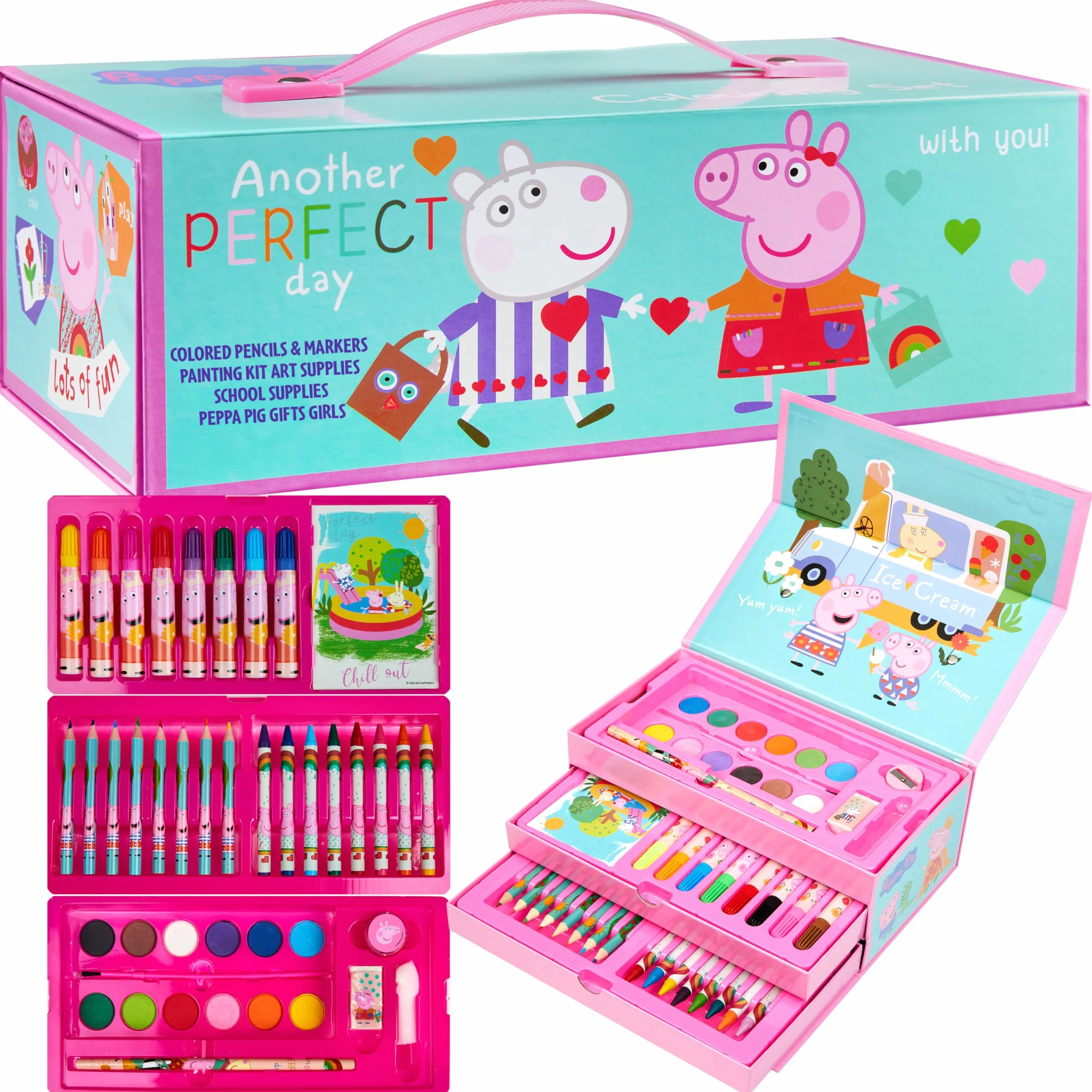 Peppa Pig Coloriage Enfant, Malette Dessin Enfant, Crayons de Couleur, Feutres Coloriage & Peinture