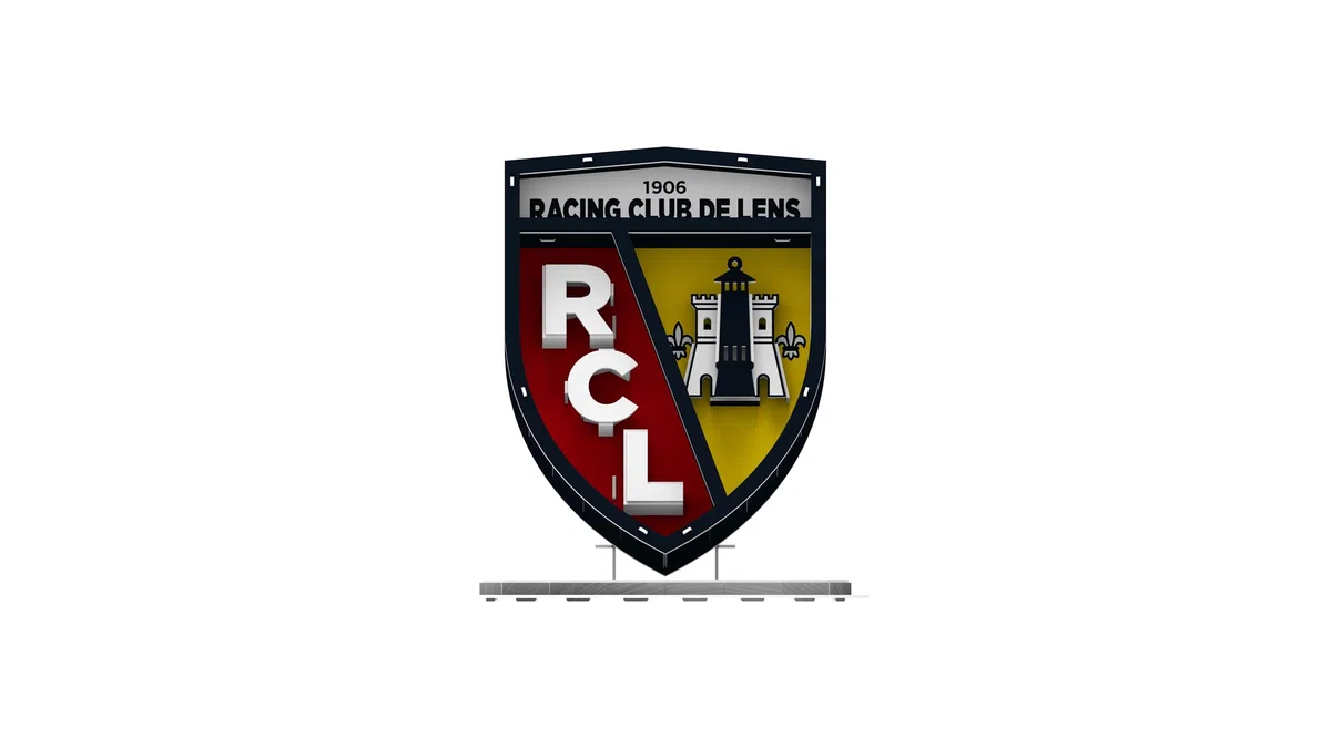 Megableu - Puzzle 3D Écusson RC Lens Officiel – Maquette À Monter sans Colle Ni Outils –Licence Officielle - Puzzle Foot Enfants dès 7 Ans - Objet Déco – Activité Manuelle – Cadeau Supporter RCL
