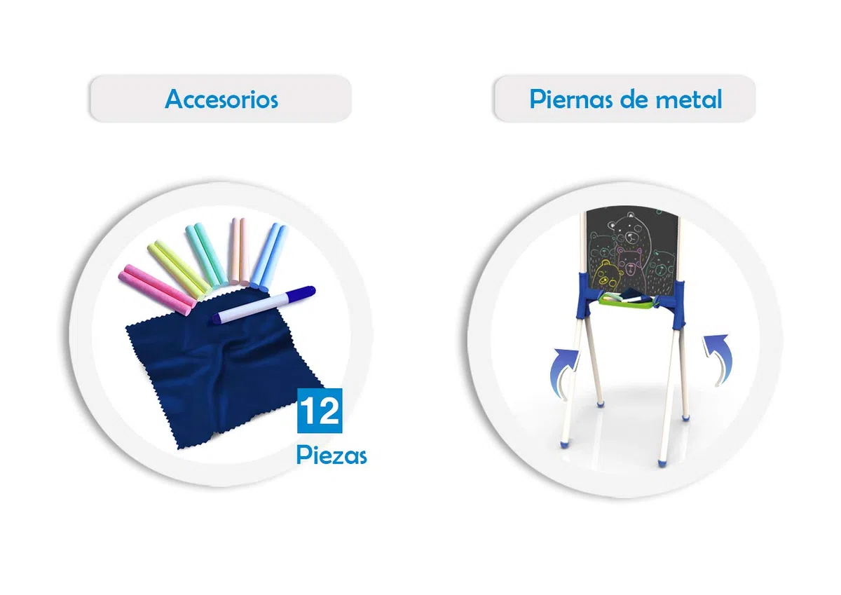 Chicos - Tableau Enfant 2en1 pour feutreseffaçables et craies de coleurs. Inclus 1 feutre et 10 craies. +36 mois (53029)