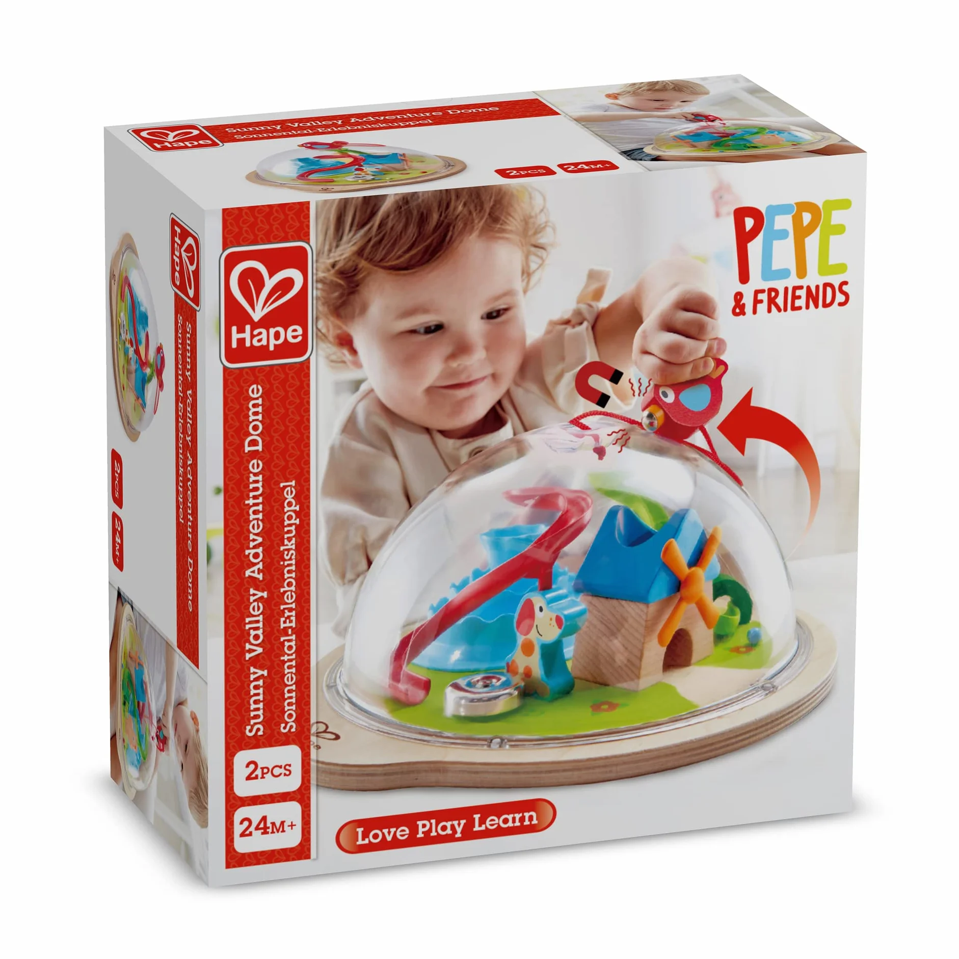 Hape Globe-Aventure de la Vallée Ensoleillée, Jouet 3D avec Labyrinthe Magnétique, Jouet pour Enfant avec Coupole Transparente, Personnages et Accessoires