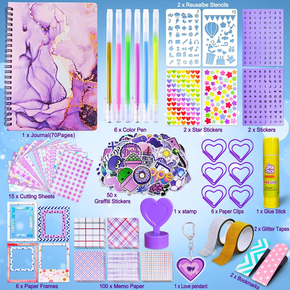 PATIFEED Kit Journal pour Filles, Scrapbooking Set pour Enfants, Cadeau D'anniversaire de Noël pour 8 9 10 11 12 13 14 Ans