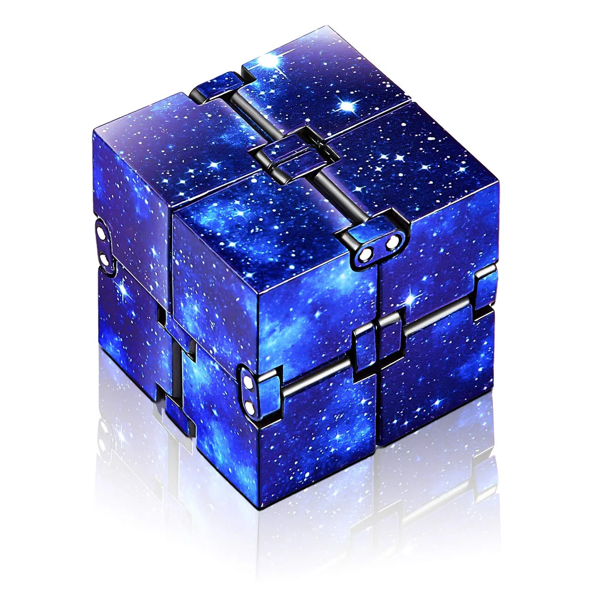 SKYLETY Cube Infini Mini Cube de Soulagement de Stress Cube de Bloc Infini Jouet de Cube Infini Sensoriel Cadeau pour ADHD Adolescents Adultes Autistes (Espace Galaxie Bleu)