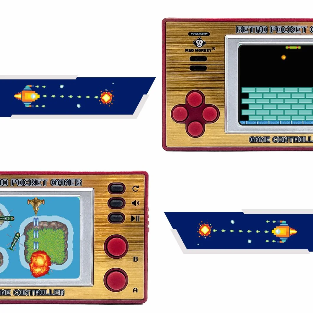 Console Portable rétro - Console de Jeu Nomade - Mad Monkey, Or, Rouge