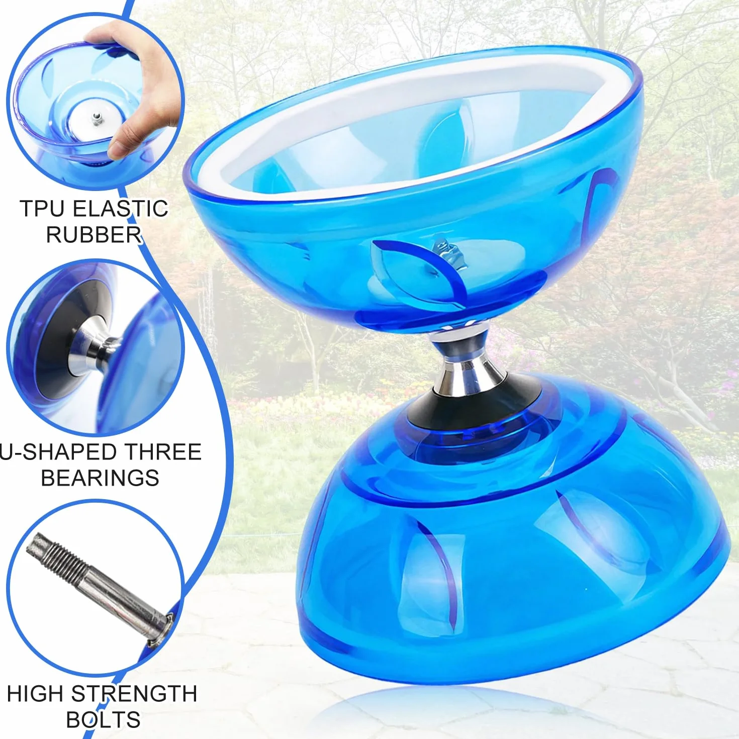 Diabolo roulement à Billes, 12 cm de diamètre, Jeu de Jonglerie Diabolo, Convient aux Adultes et aux débutants (Bleu)