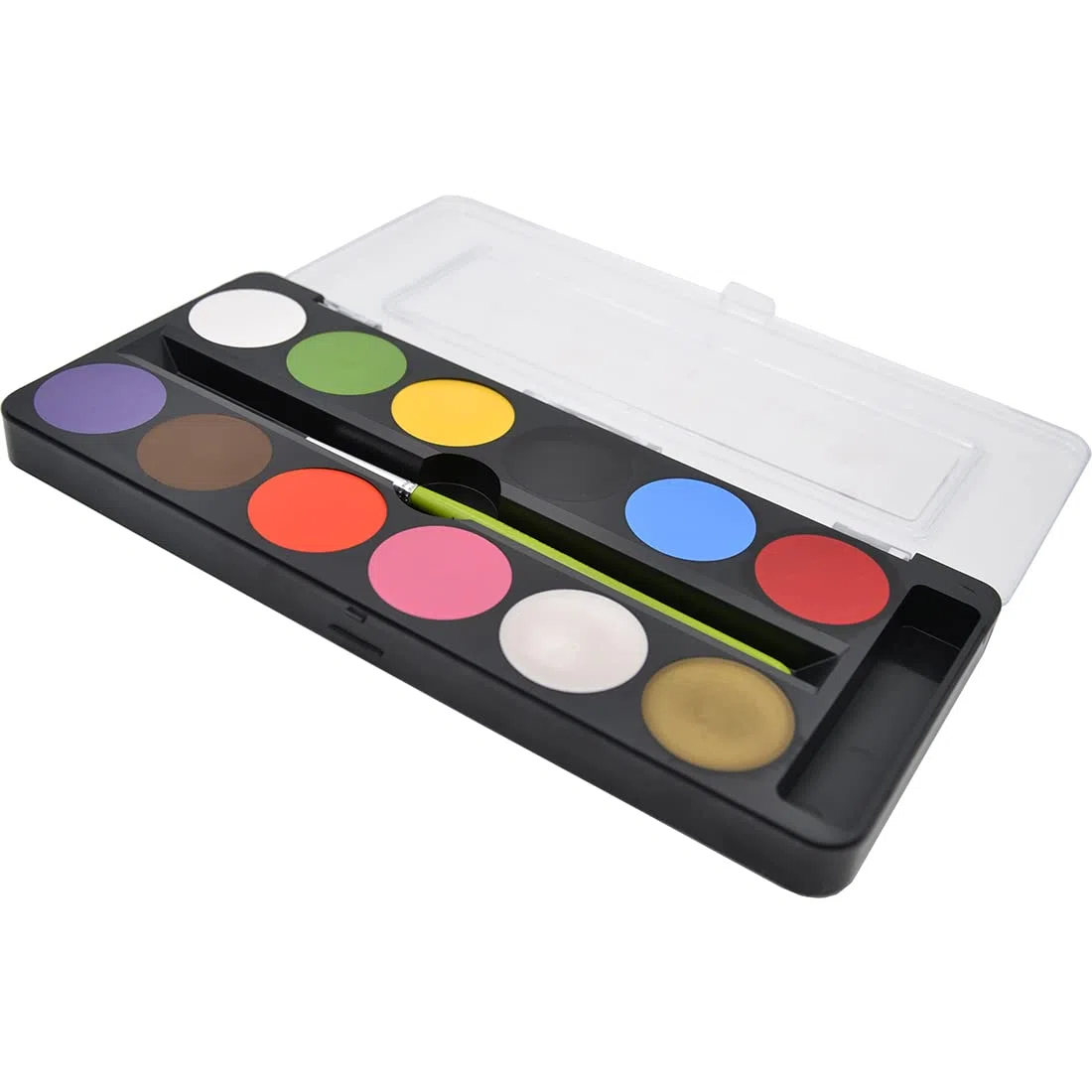 GRIM'TOUT Palette Maquillage Enfant Kermesse - 12 Couleurs - Application Facile Pinceau et Éponge - Eau Facile à Appliquer et Nettoyer - Peinture Visage Fille, Garçon - Activité Artistique