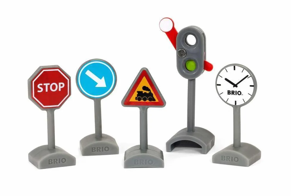 Brio World -33864 - Panneaux de Signalisation - Accessoire pour circuit de train en bois et circuit de voiture - Jouet pour garçons et filles à partir de 3 ans
