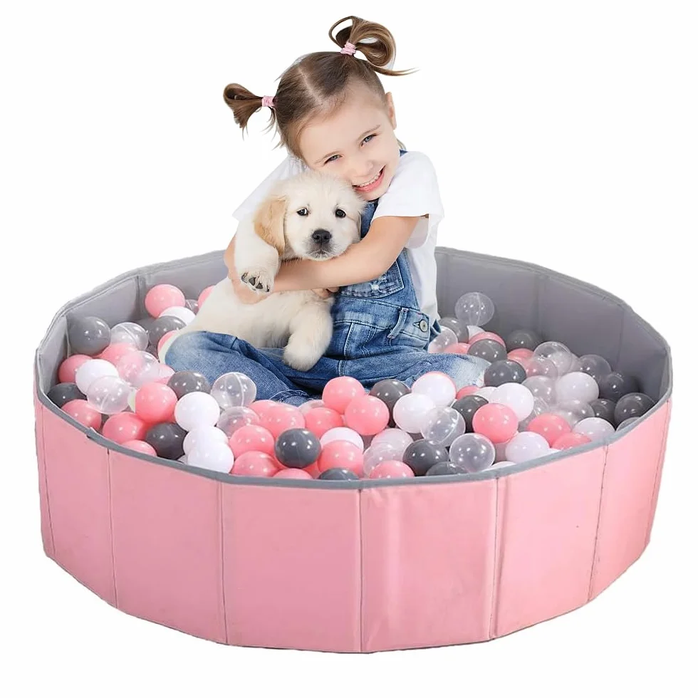 Piscine à balles pliable pour bébé, 80 cm, pour enfants, filles, garçons, parc pour bébé, piscine à balles océan portable pour chiens, chats, intérieur et extérieur, balles non incluses (rose)