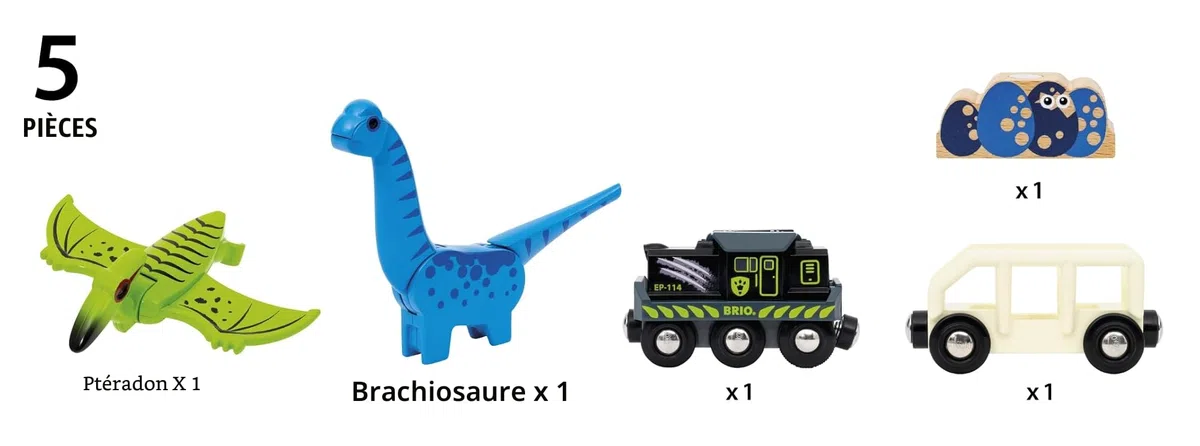 BRIO World - 36096 - Train à Piles Dinosaure - Train électrique - Dinosaure Inclus - pour Circuit de Train en Bois - Jouet Mixte à partir de 3 Ans