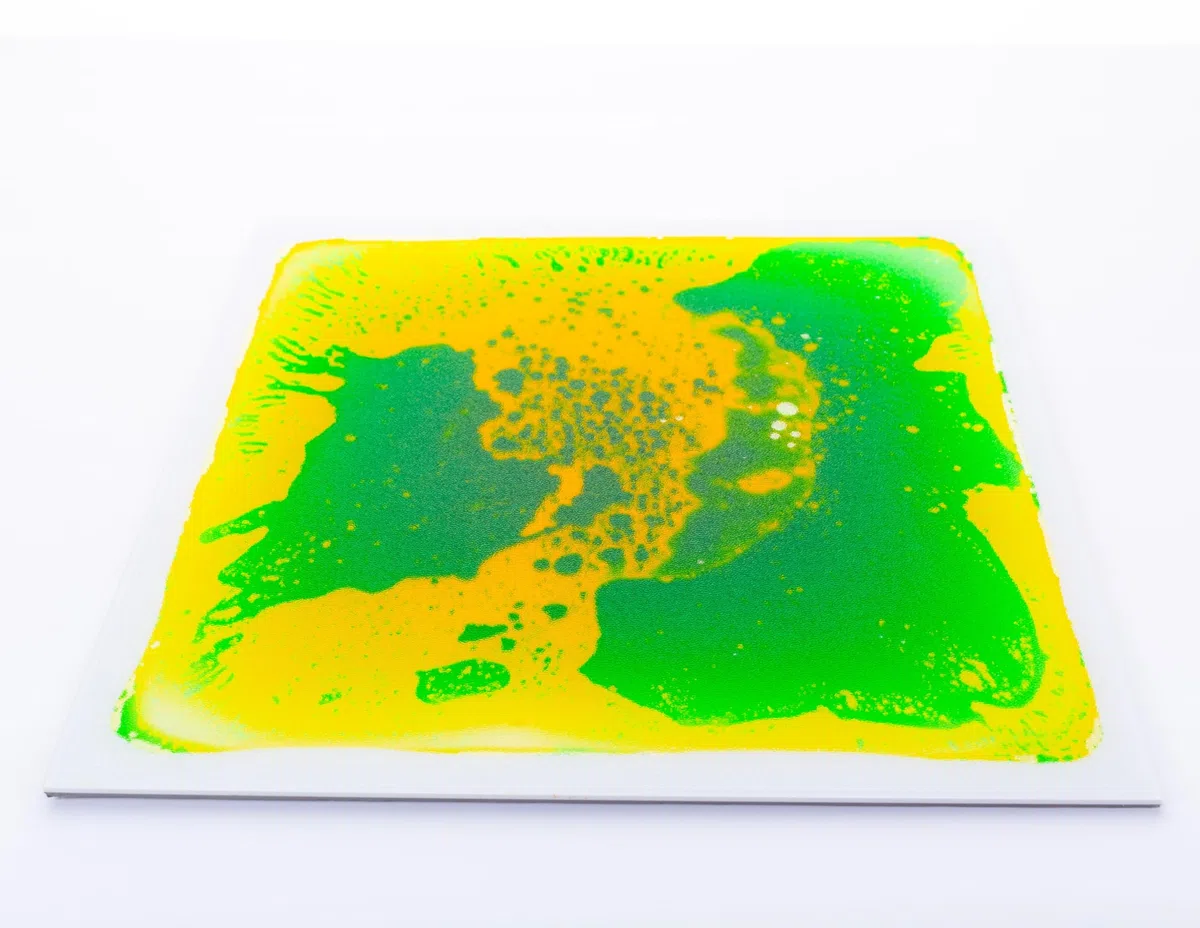 VIRTUENITY Lot de 4 dalles de sol sensorielles liquides - 30 x 30 cm - Colorées - Pour salles de jeux, salle de classe, chambre à coucher et bureau.