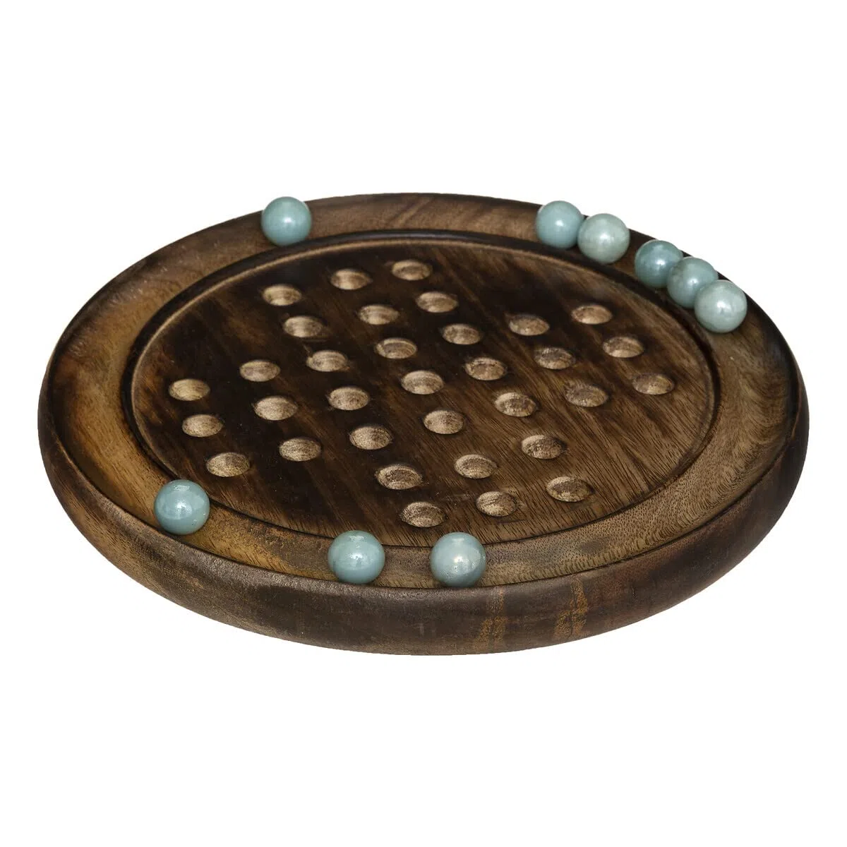 PEGANE Solitaire en Bois de manguier Coloris Marron et Verre - Diamètre 22,5 x Hauteur 2 cm