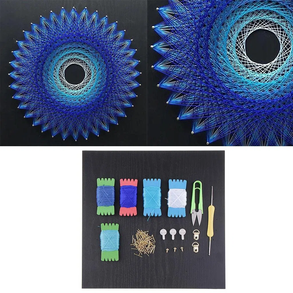 Bonarty String Art Handmade Decoration String Kits Art pour Enfants Adultes - Nid D'oiseau - Bleu