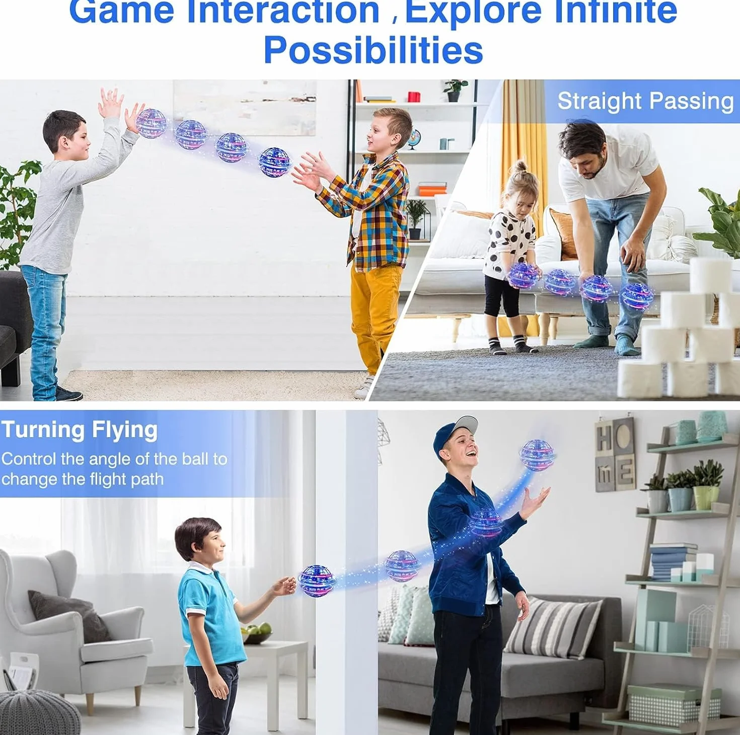 Hoofun Boule Volante, Flying Orb Ball, Fly UFO Boule Magique Spinner Boomerang Jouet extérieurs pour Garçon et Fille Enfant Cadeau pour Les 6 7 8 9 10 12 Ans(Bleu)