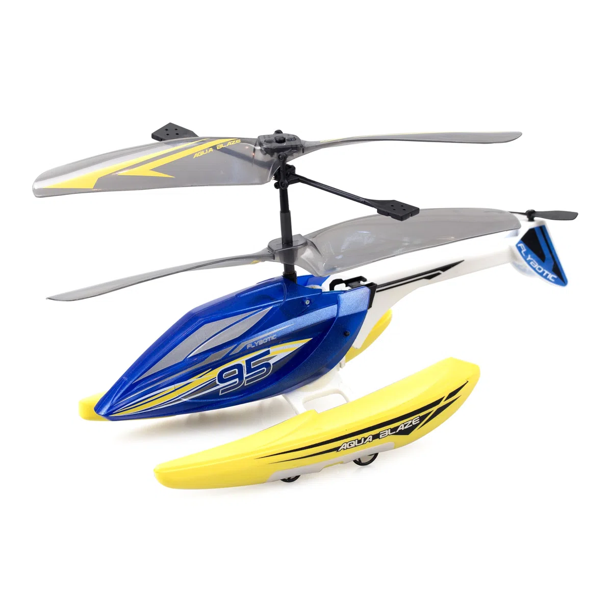 FLYBOTIC - Hélicoptère télécommandée Amphibie 3 en 1 Aqua Blaze - Pilotage Facile - Vole et Glisse sur l'Eau - Batterie Recharge Usb - Piles Télécommandes Non Inclues - Idée Cadeau Enfant Dès 8 Ans