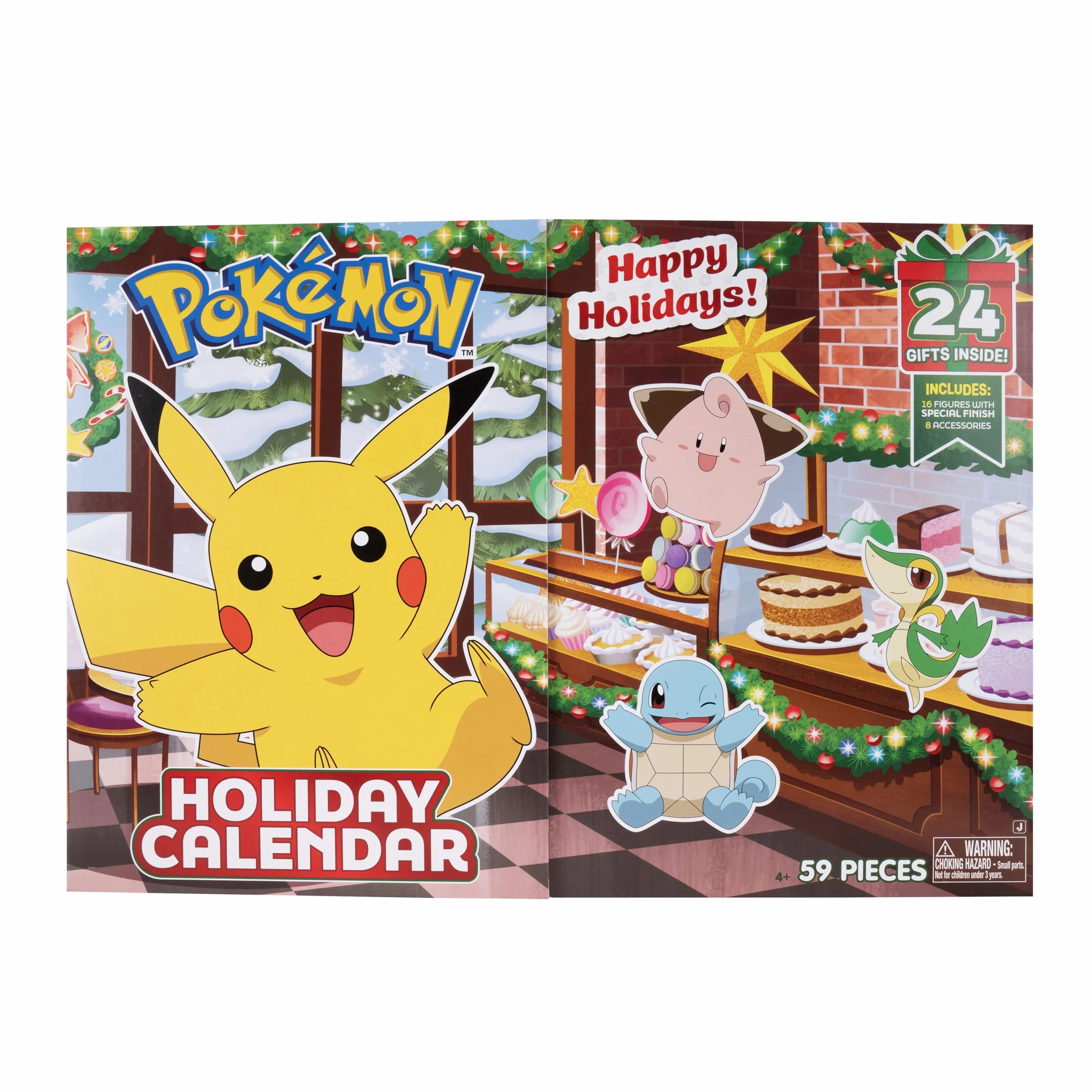 Pokémon Calendrier de l'avent Pokémon 2025 – Comprend 16 figurines de combat de 5 cm avec une finition spéciale et 8 accessoires uniques