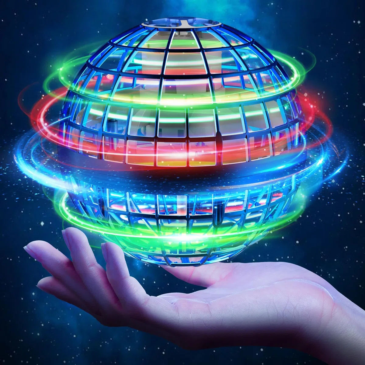 Boule Volante,Jouet Lumineux, Boule Magique，Magique Mini Drone Cadeau Enfant,Flying Boomerang Hand Spinner Jeux Extérieur Intérieur Enfant (Bleu)
