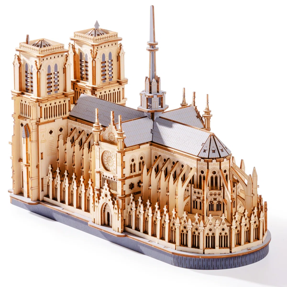 ROWOOD Notre Dame de Paris Puzzle 3D en Bois Modèle d’Architecture, 330 Pièces Kit DIY Découpe Laser pour Adultes et Adolescents, Décoration Élégante et Cadeau Créatif pour Passionnés d’Architecture