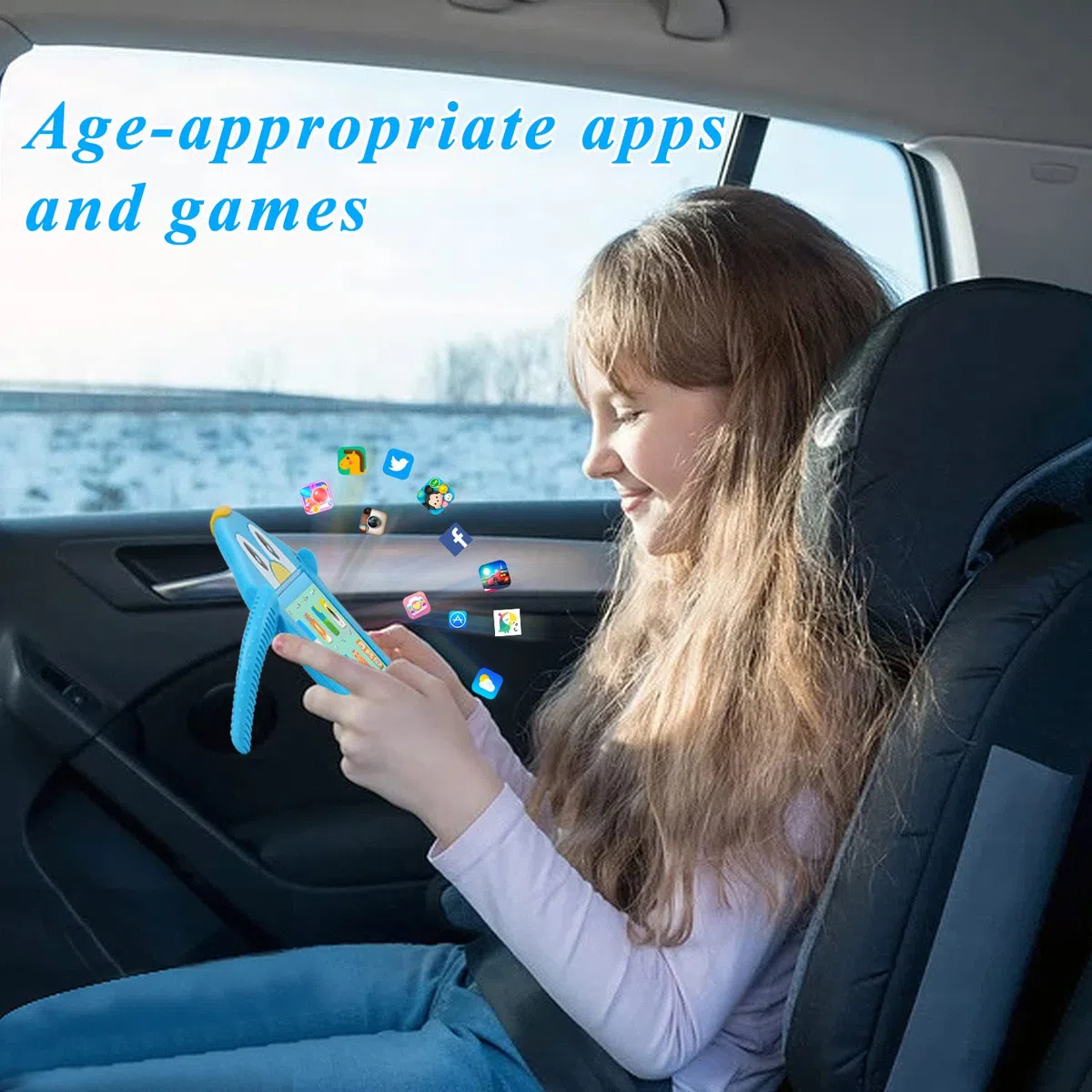Tablette pour Enfants 7 Pouces Tablette Enfant éducative contrôle Parental WiFi Tablette Tactile Enfant Android 10 Tablettes Anti-Chute Jolie Forme de Pingouin Bleu