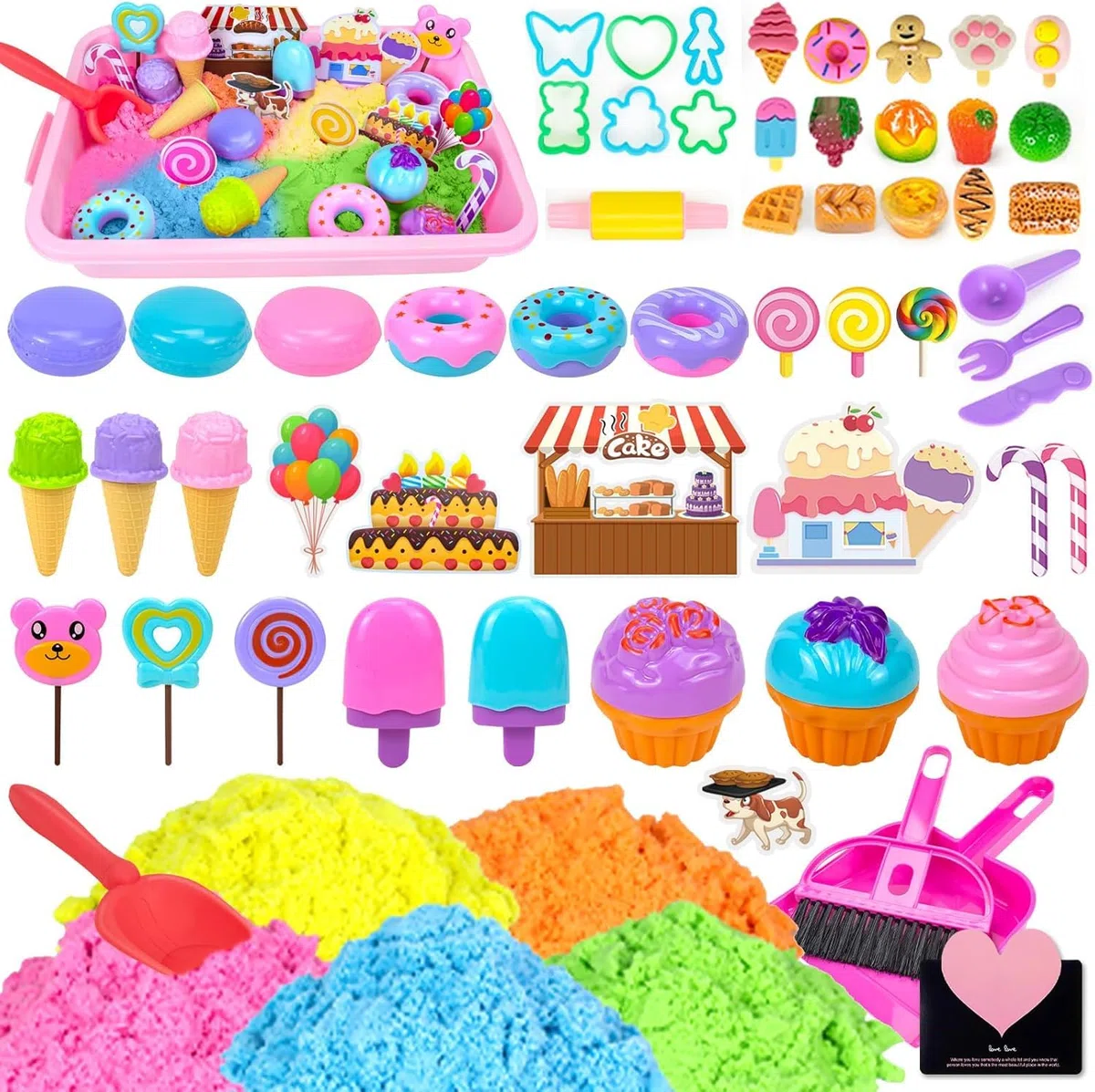 UCAMP Sable Magique Enfant,Jouet Sensoriel de Sable 1000g Magic Sand 5 Couleurs,Sables Jouet Kit,Fille Jeu de Sables Kit,Sablees Magique Dessert Kits,Cadeau D'anniversaire Enfant de 3+ Ans