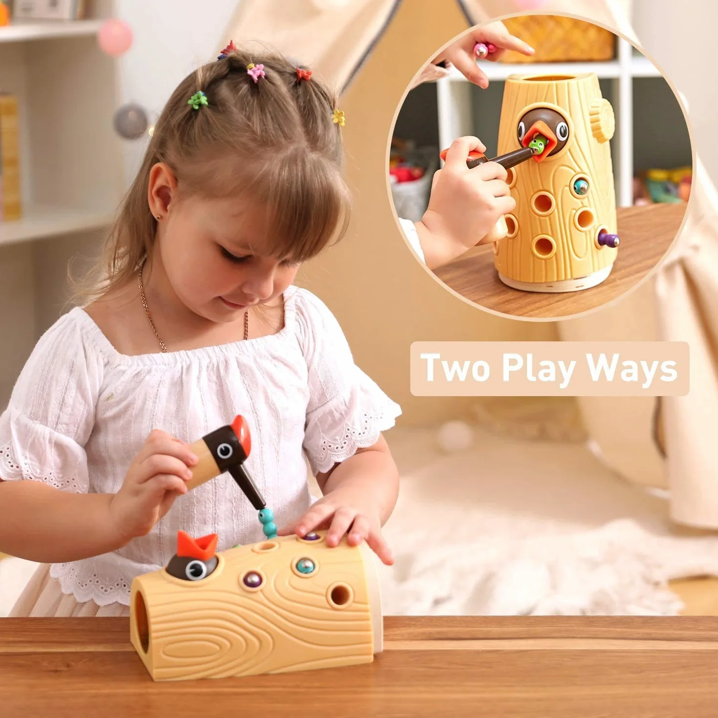 TOP BRIGHT Jeux Magnétique pour Garçon et Fille 2 Ans, Jouet Montessori 1 an à Motricité Fine pour Cadeau d'anniversaire d'enfant 3 Ans, Jeu de Pic à Nourrir avec Insectes