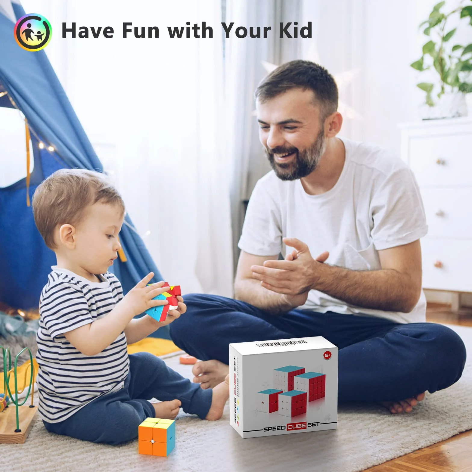 ROXENDA Speed Cube Ensemble 2X2 3X3 4X4 5X5 Cube Magique Brillant sans Autocollant Cubing Classroom Smooth Puzzles Jeu de Cubes avec Emballage Cadeau - Ensemble Cadeau Cube