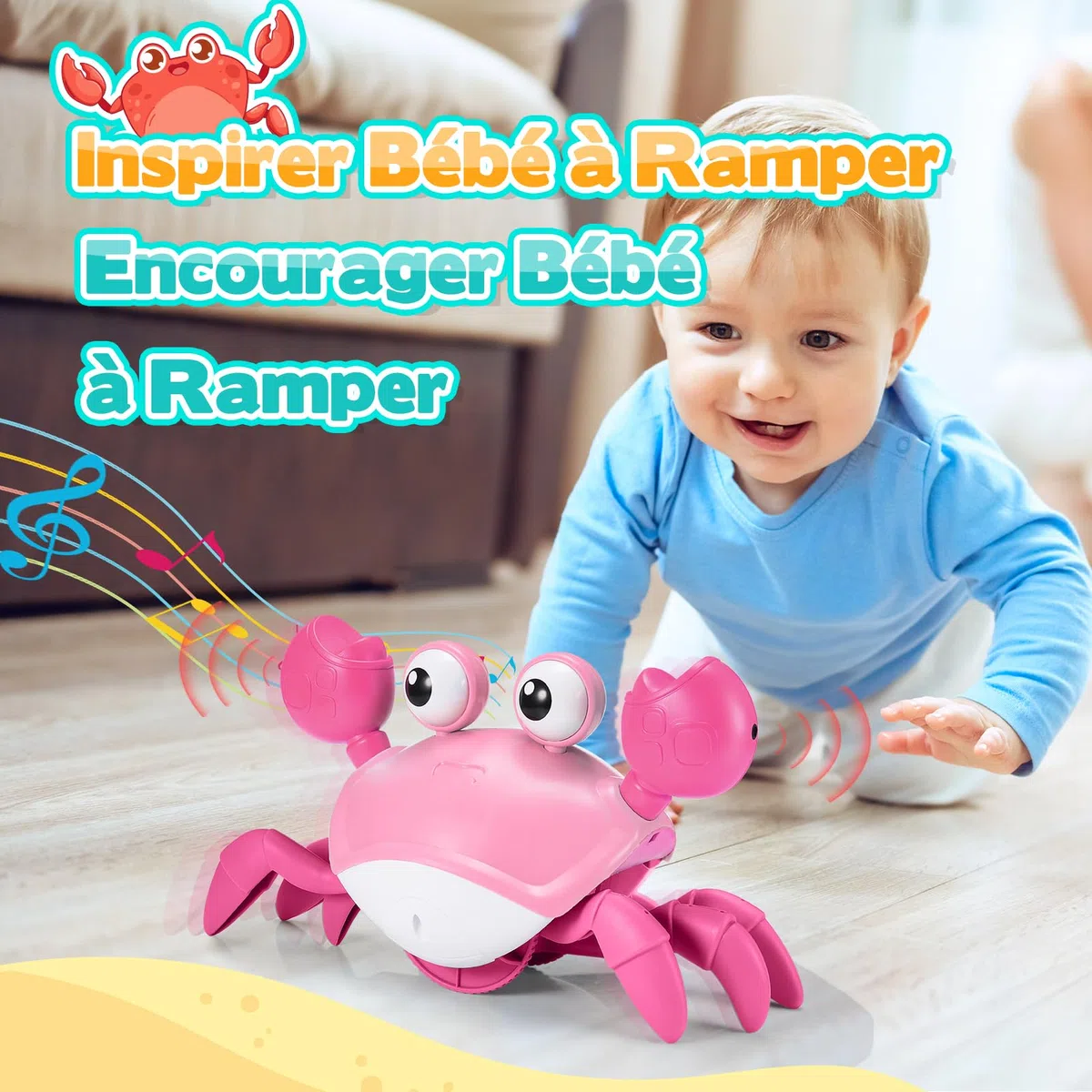 iKidiki Jouet Fille 1 2 3 4 Ans, Crabe Jouet Bebe 1 2 3 4 Ans Cadeau Fille 1 2 3 4 Ans Crabe Qui Marche Bebe Jouet Montessori Bebe 6-12 Mois Jeu Bebes 1 2 Ans Cadeau Bébé 1 2 Ans Jouets Musicaux