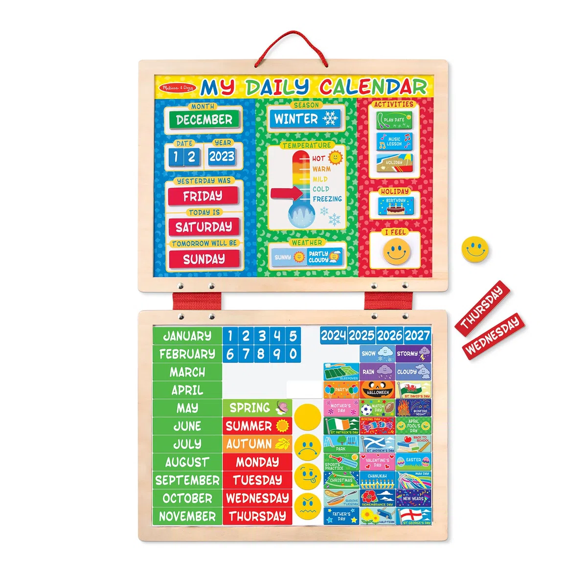 Melissa & Doug - Tableau Magnétique Tâches Quotidiennes En Anglais - 80 Aimants - Jouet En Bois - Activité Manuelle Enfant - Jouet D'Activité, Développement Et Apprentissage - Cadeau Enfant 3 Ans Et +