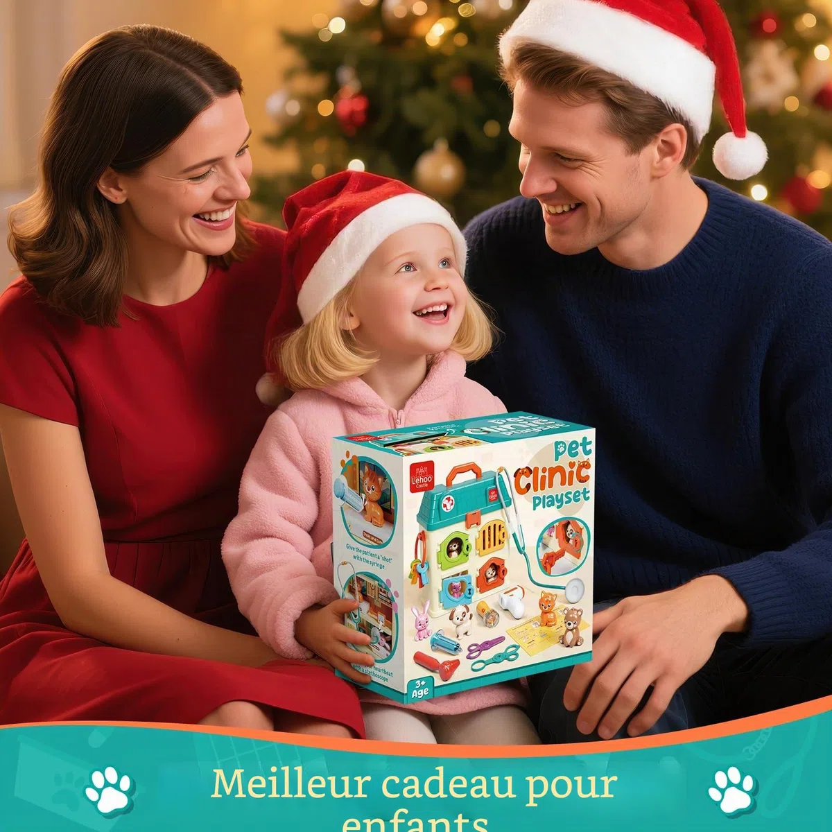 Lehoo Castle Malette Docteur Enfants, Veterinaire Enfant, Docteur avec Lumière et Son, Jouet Fille 3 Ans, Cadeau Enfant 3 Ans