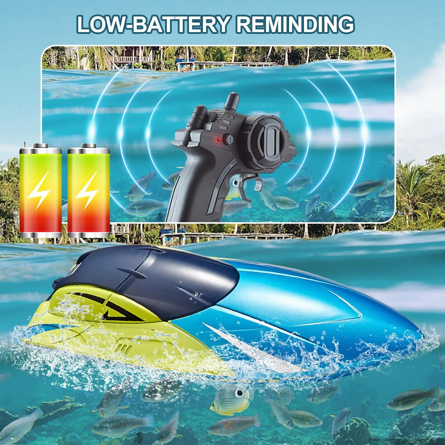 4DRC Bateau Télécommandé avec lumière LED pour Enfants, 20+ MPH, Bateaux de Course RC Haute Vitesse 2,4 GHz pour Lacs, récupération de chavirage，Jouets de Piscine pour Enfants et Adultes