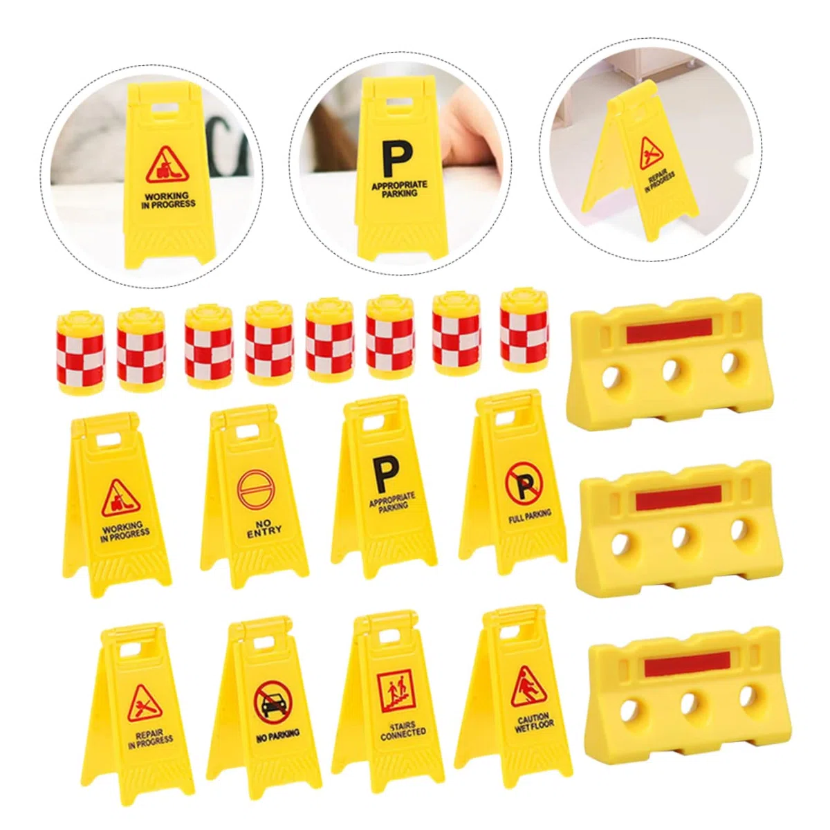 Panneaux De Signalisation pour Enfants - Jouets De Simulation Routière avec Barrières Et Obstacles en Plastique Accessoires De Circulation Légers pour Apprentissage Et Jeux Educatifs