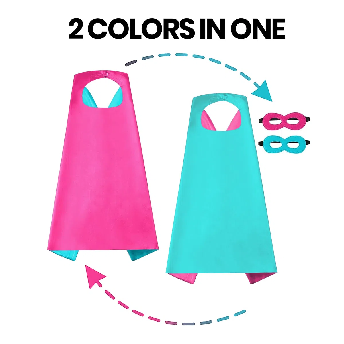 Ensemble cape de super-héros pour enfants – Costume de héros 6 double face – Fournitures de déguisement de fête pour garçons et filles