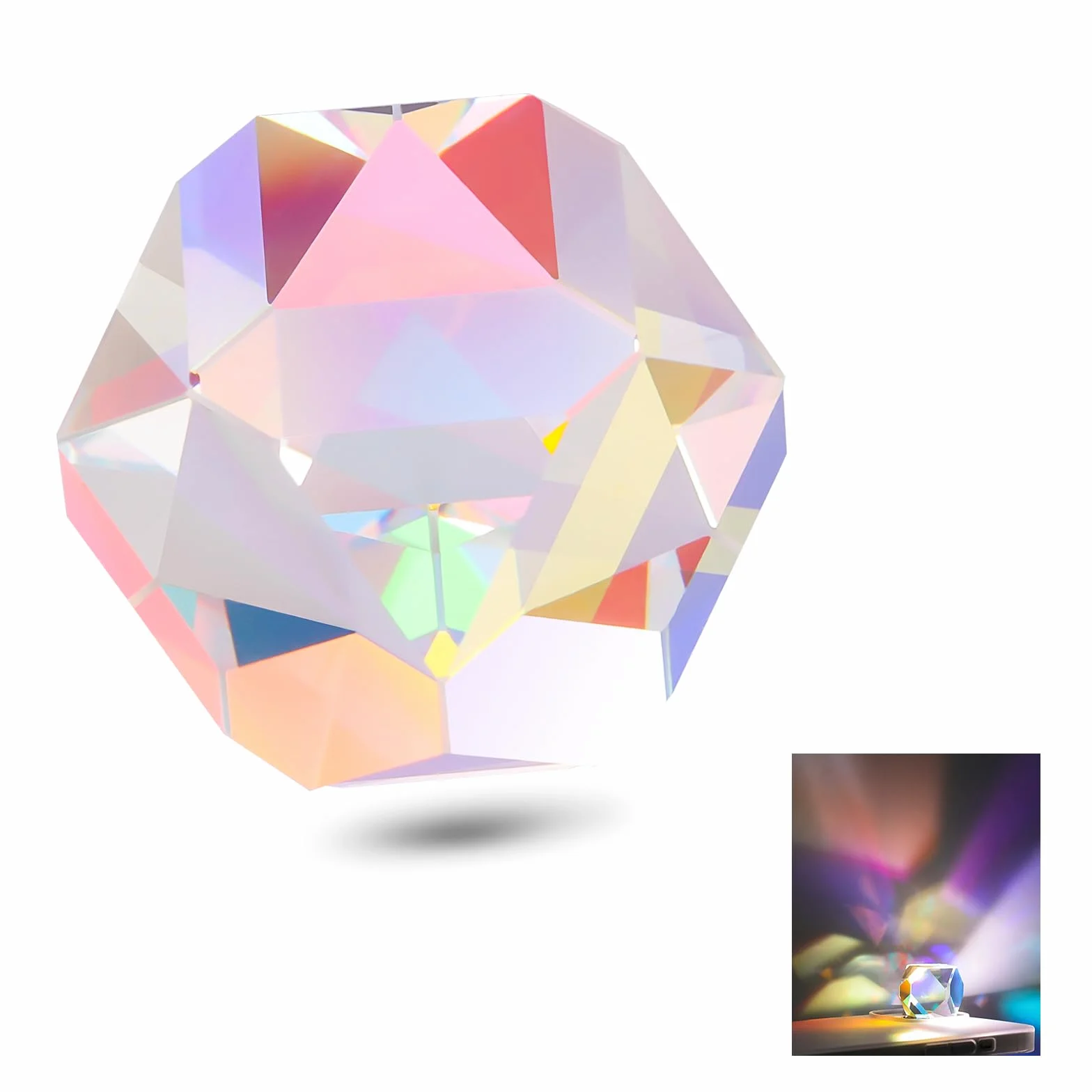 NEEWER Prisme Polyèdre Cristal K9 de 20mm, Cube en Verre Optique Couleur HD, Prisme à Dispersion RGB, Prisme Optique à Facette pour Photographie,Décoration,éducation Physique du Spectre Lumineux,CY004