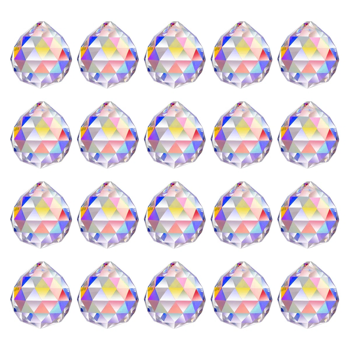 30mm/1.18" 20 Pièces Cristal Sphère Prismes Lumière Capturante Rainbow Pendentifs Fabricant, Cristaux Suspensifs pour Fenêtres, Feng Shui, Offrande (Couleur AB)