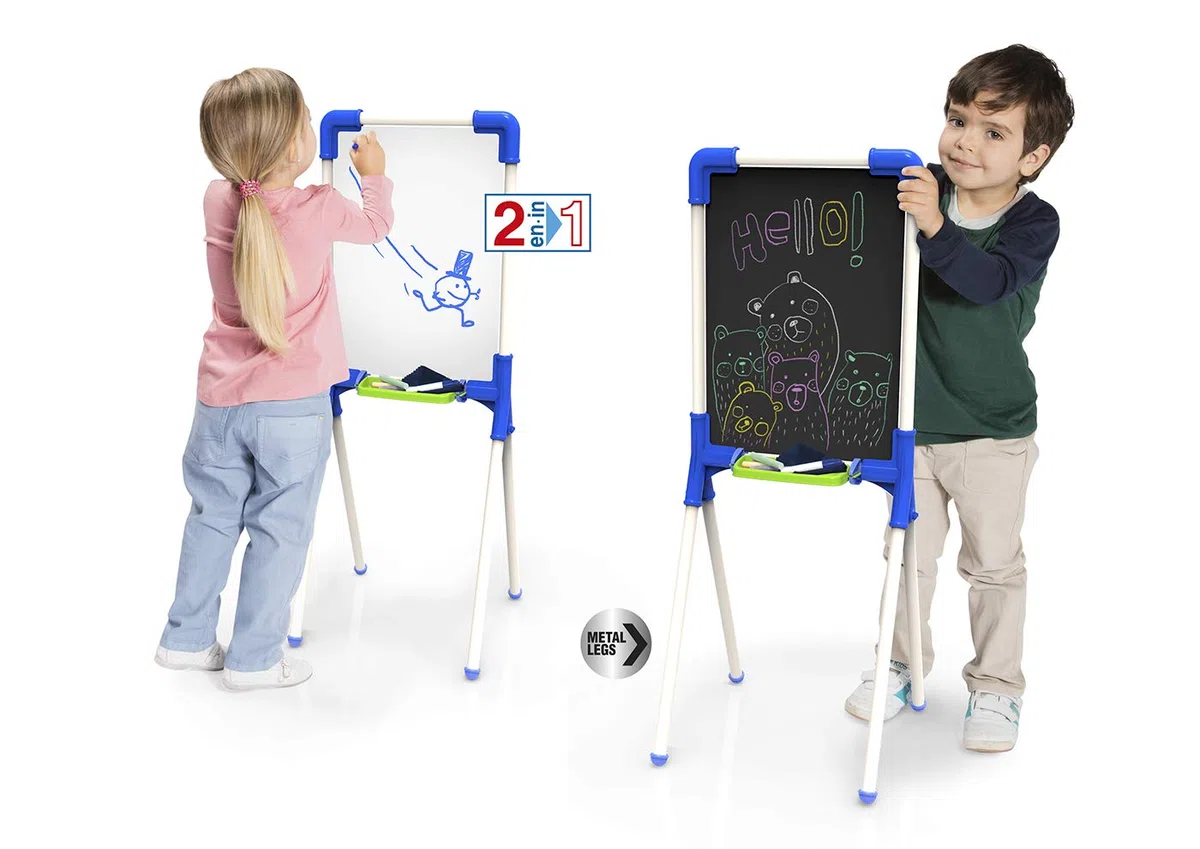 Chicos - Tableau Enfant 2en1 pour feutreseffaçables et craies de coleurs. Inclus 1 feutre et 10 craies. +36 mois (53029)