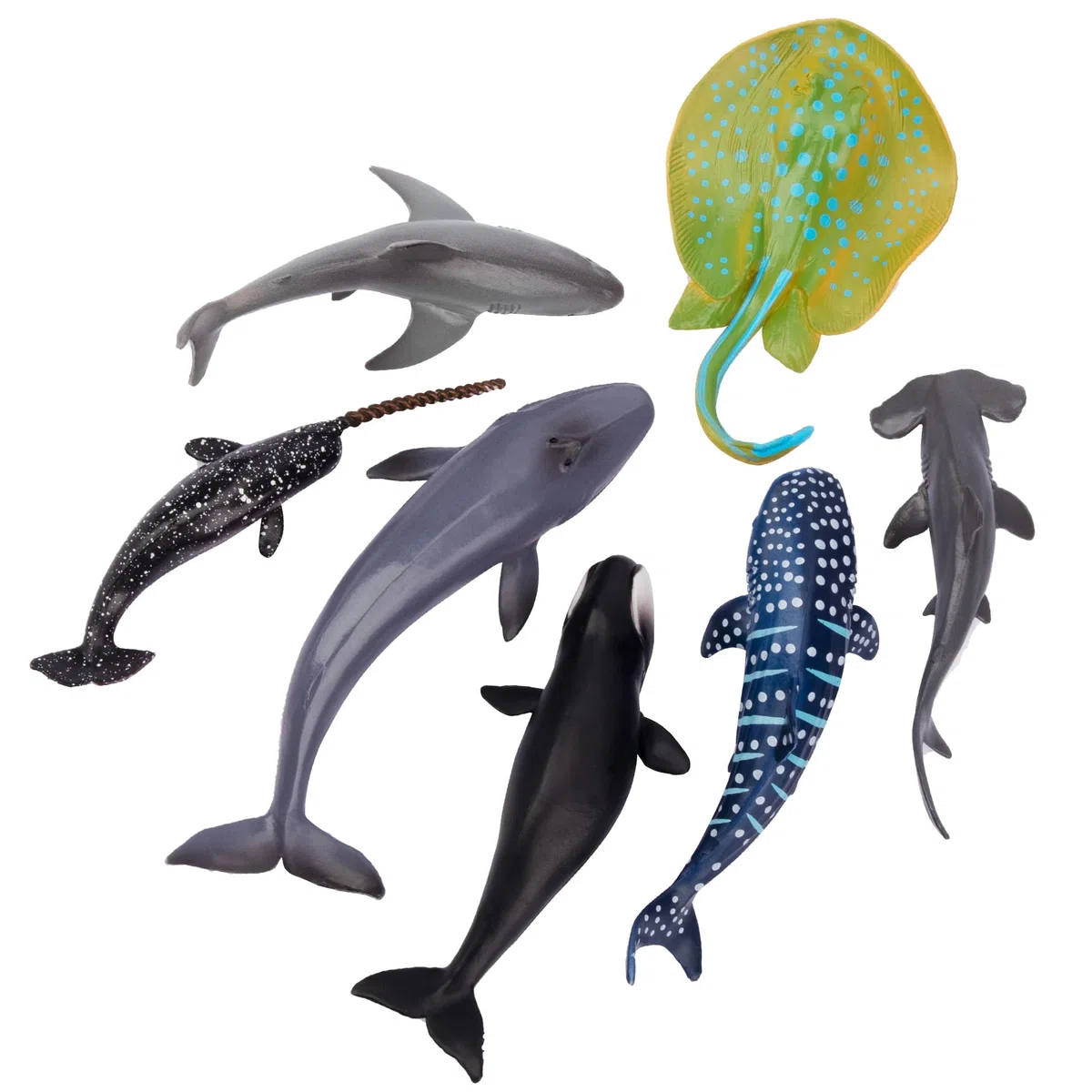 Toymany Ensemble de 24 Figurines d'Animaux Marins et d'Océan - Mini-Animaux en Plastique, Poissons de Mer, Poulpe - pour Jouer ou Comme Décoration