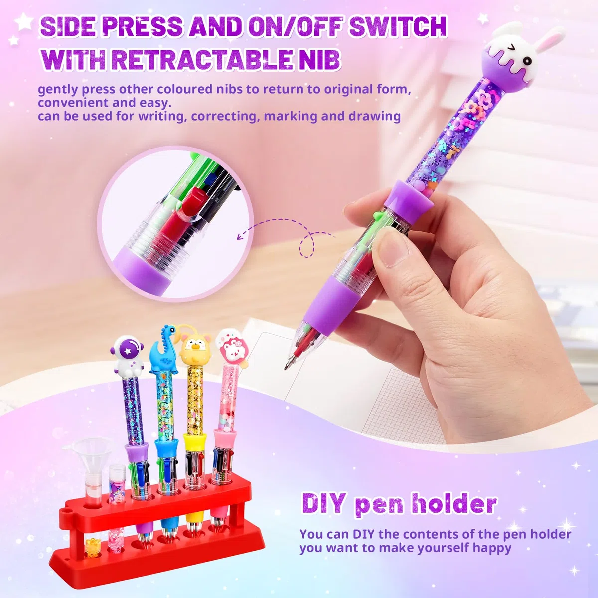 Fabrique a Stylo avec 70+ PCS, Kit de Fabrication de Stylos Artisanaux pour Enfants, 20 Kits de Stylos à Bille Rétractables Personnalisés, Cadeau Fille 5 6 7 8 9 10 Ans