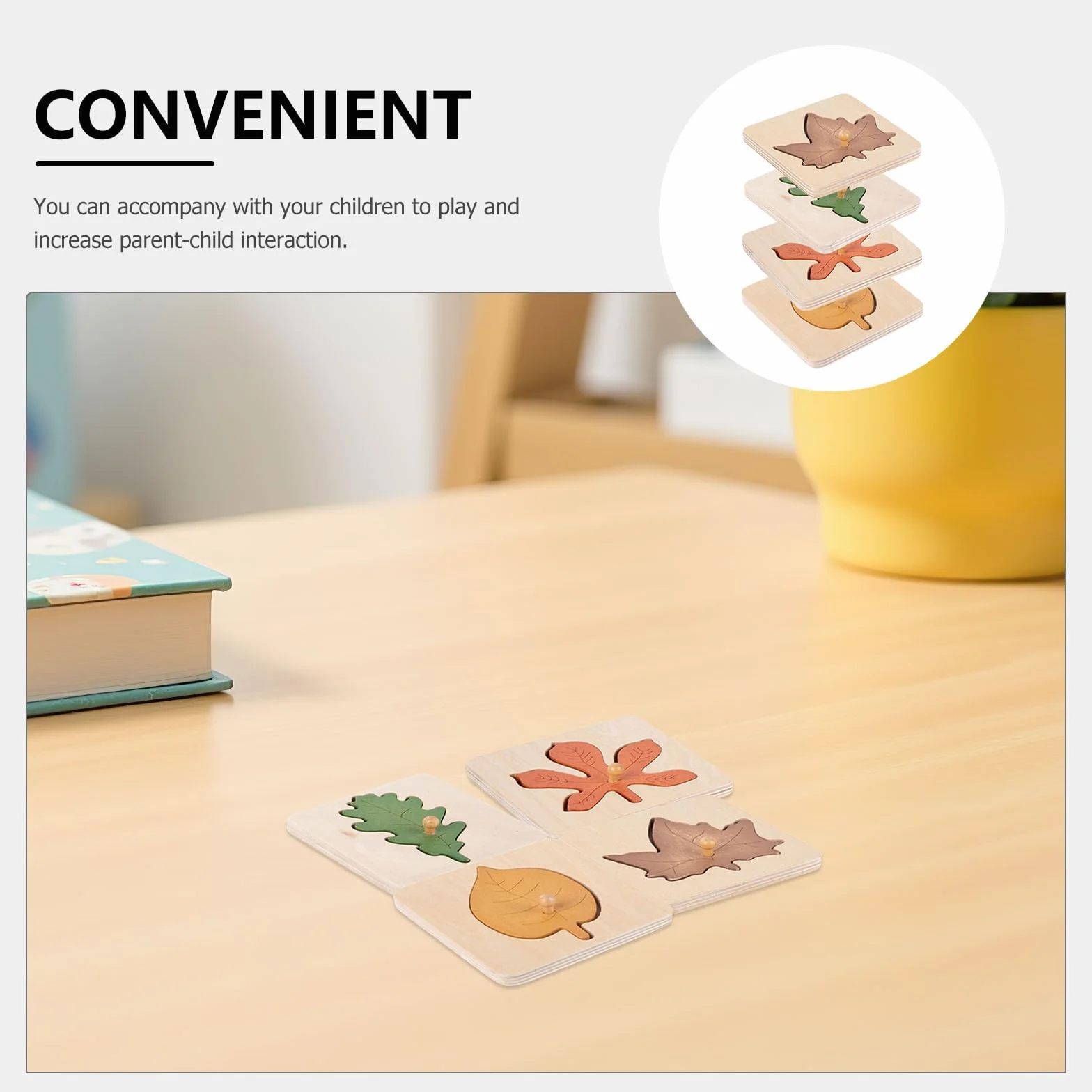 ibasenice Montessori Lot de 4 puzzles en bois partiellement en forme de feuille d'automne Jouet éducatif pour enfants d'âge préscolaire Puzzle éducatif à emboîter pour compétences cognitives et