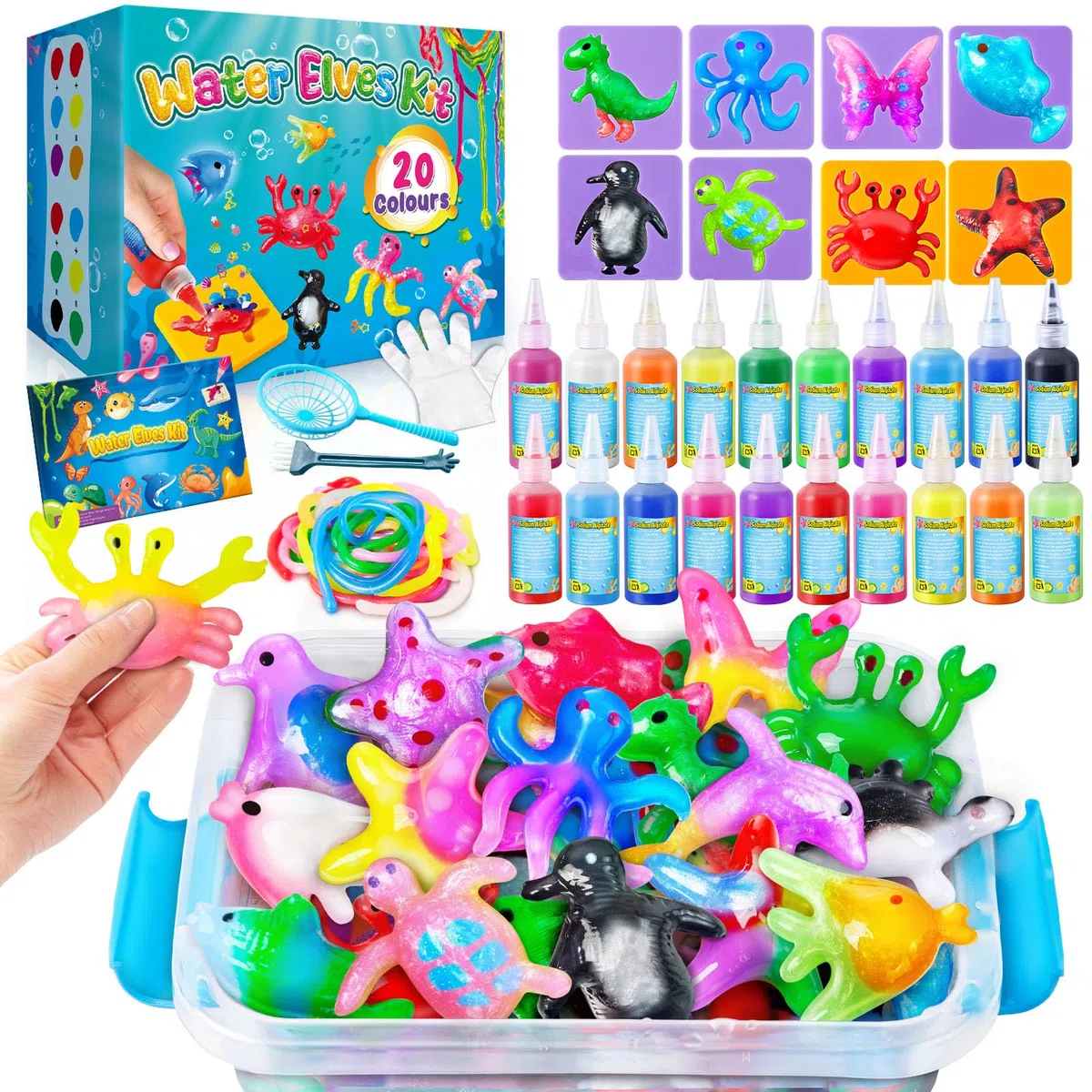 Magic Water Elf, 20 Bouteilles Aqua Gel, DIY Magic Gel Magique Activites Manuelles pour Enfants