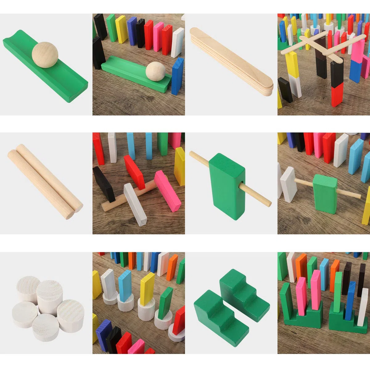 Calmado - 450pcs Pierres Domino/Dominos en Bois Domino Grand Edition Ensemble + Sac + Livret + Accessoires
